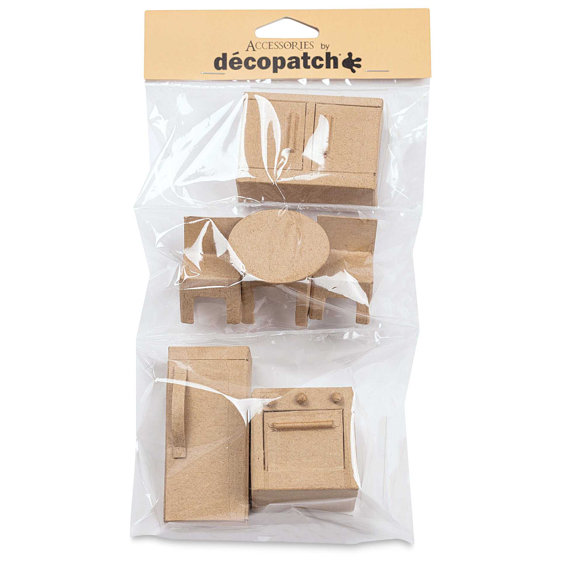 Decopatch Paper Mache Doll House Furniture Accessory Kit - Kitchen front of packaging