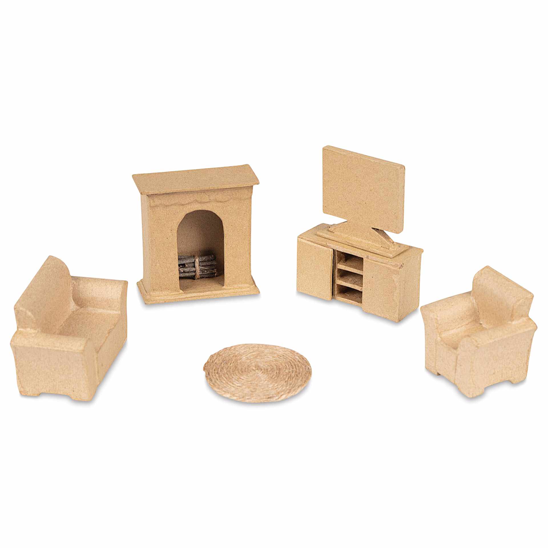 Decopatch Paper Mache Doll House Furniture Accessory Kit - Living Room