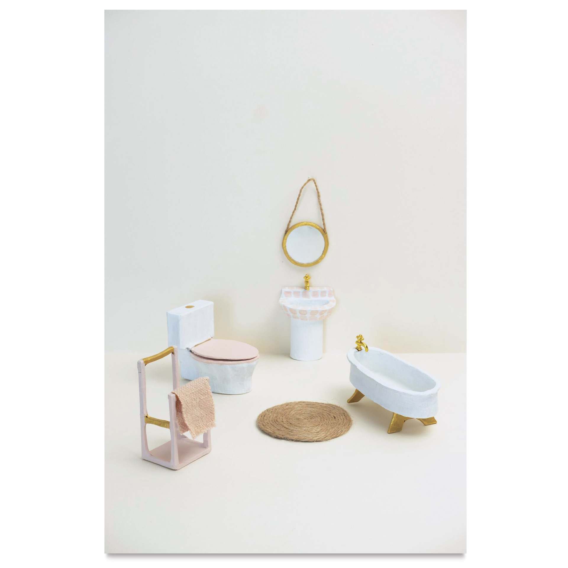 Decopatch Paper Mache Doll House Furniture Accessory Kit - Bathroom completed projects