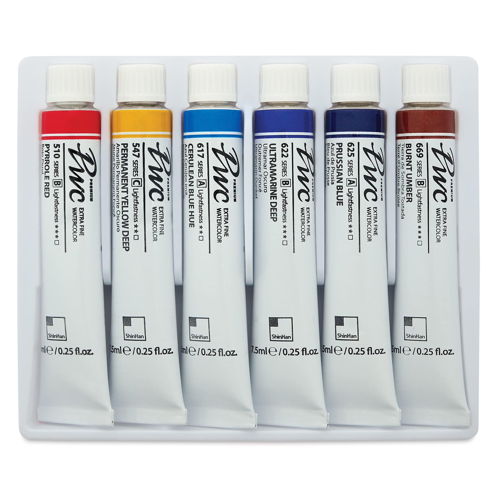 PWC Extra Fine Professional Watercolor - Set of 6, Marine Colors, 7.5 ml tubes