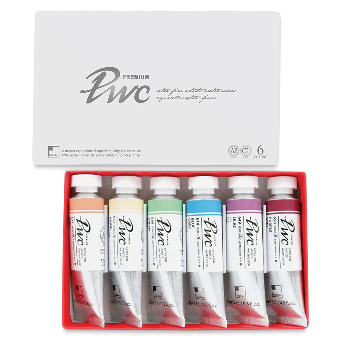 PWC Extra Fine Professional Watercolor - Set of 6, Tint A, Colors, 15 ml