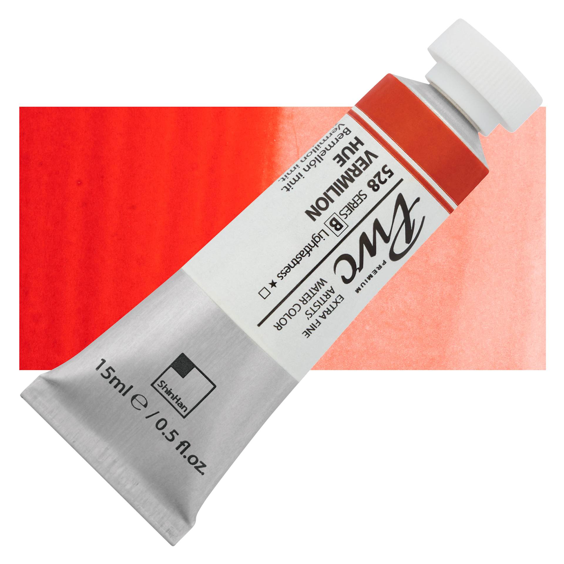 PWC Extra Fine Professional Watercolor - Vermilion Hue, 15 ml, Tube and swatch