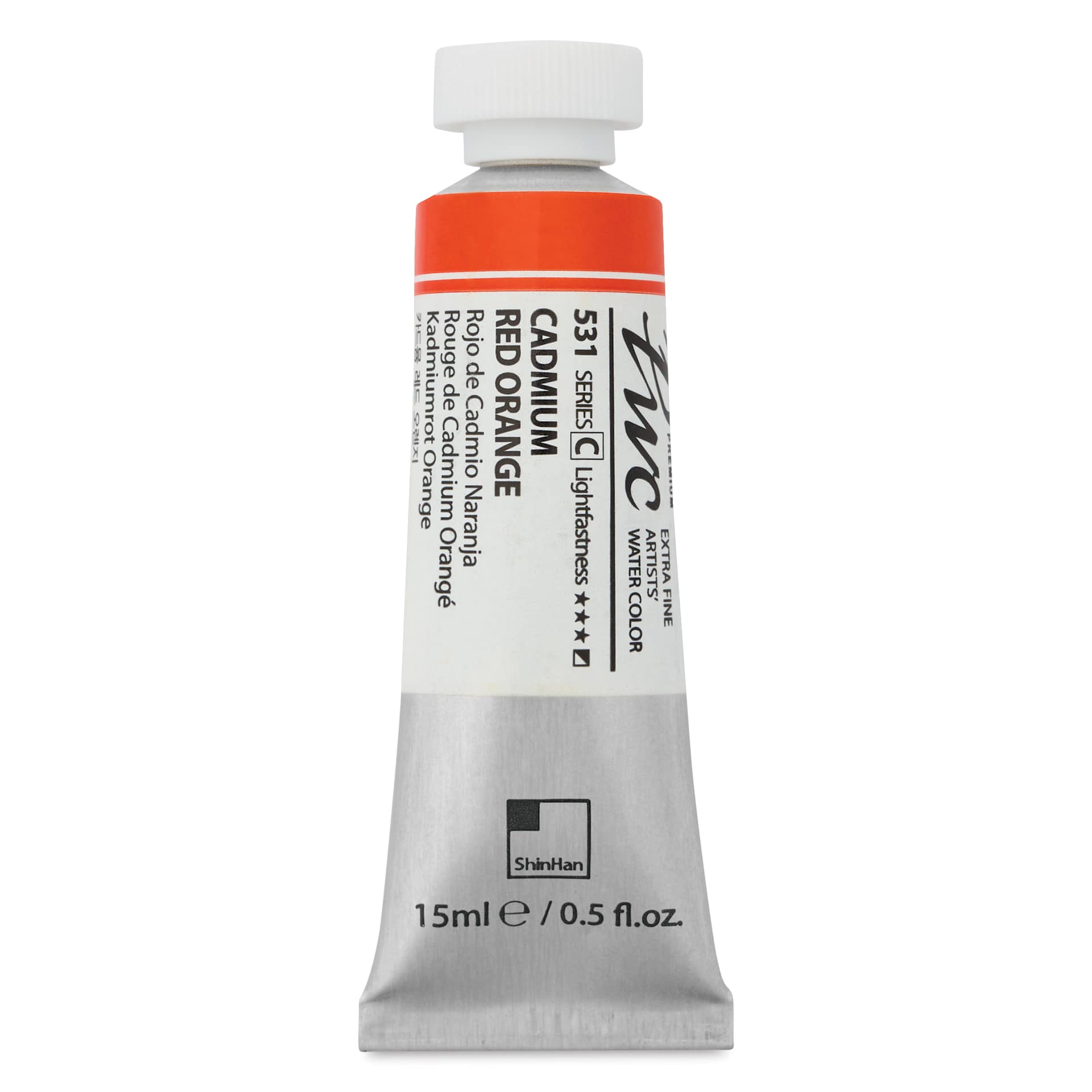 ShinHan PWC Extra Fine Professional Watercolor - Cadmium Red Orange, 15 ml, Tube