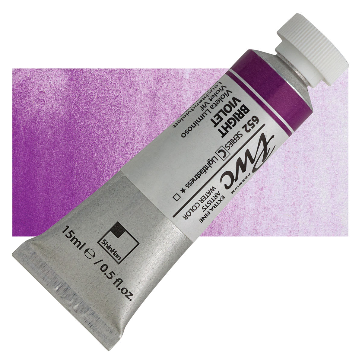PWC Extra Fine Professional Watercolor - Bright Violet, 15 ml, Tube and swatch