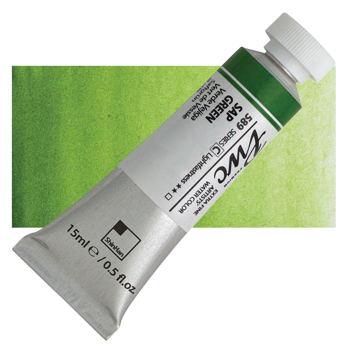 PWC Extra Fine Professional Watercolor - Sap Green, 15 ml, Tube and swatch