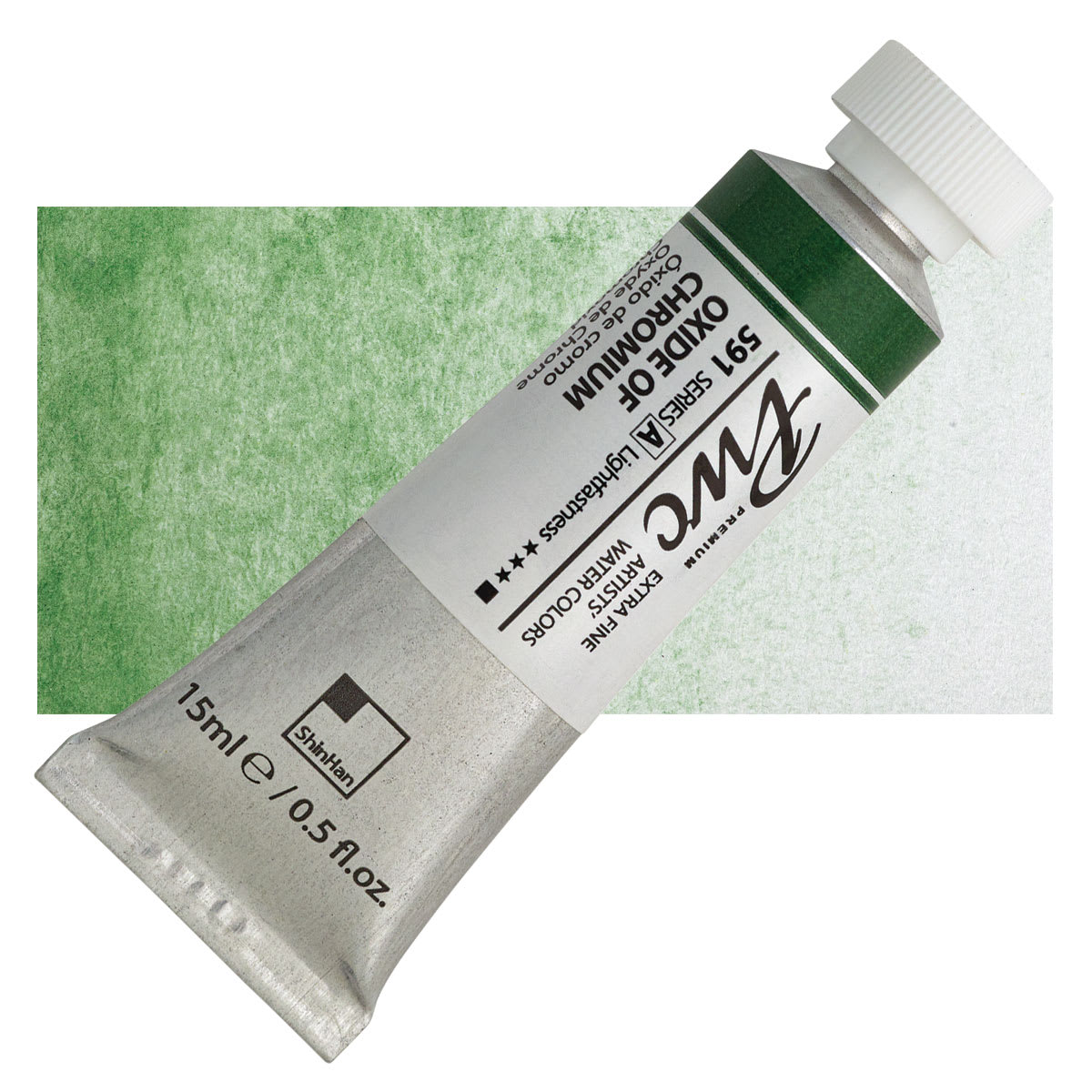 PWC Extra Fine Professional Watercolor - Oxide of Chromium, 15 ml, Swatch with Tube