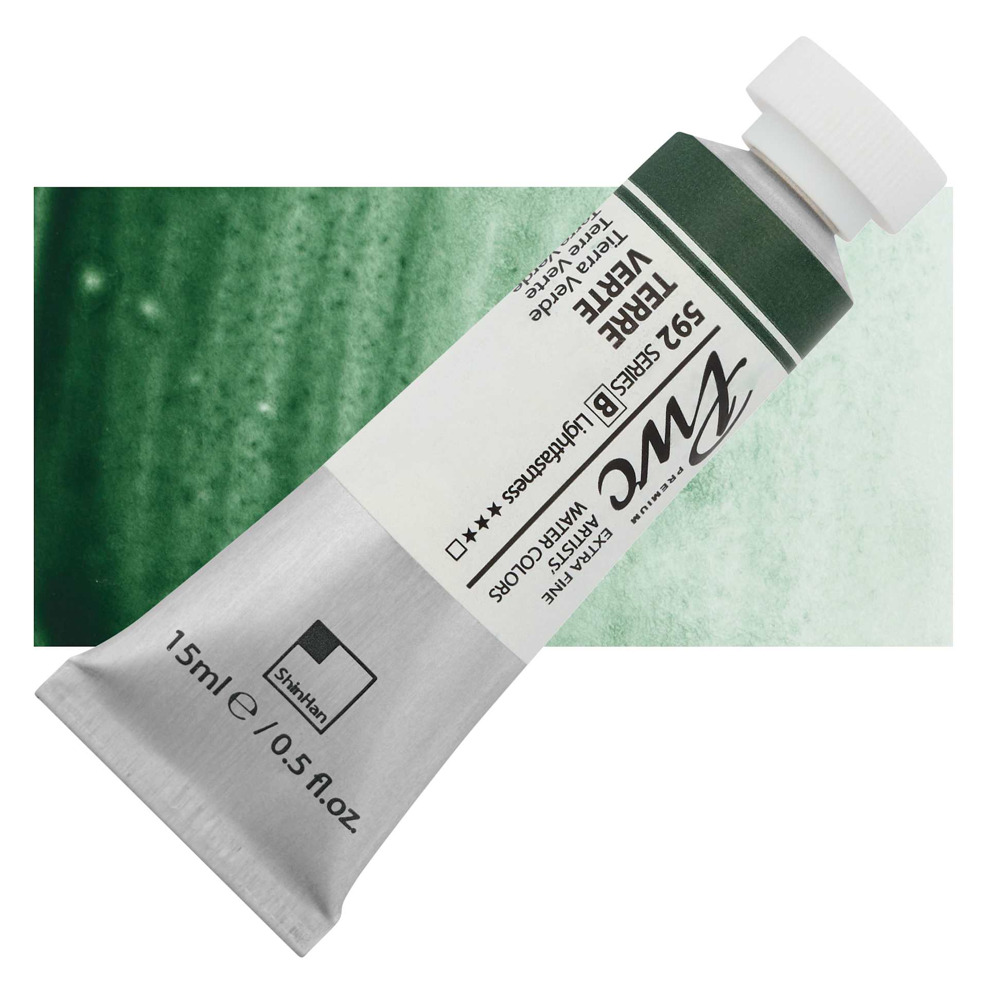 PWC Extra Fine Professional Watercolor - Terre Verte, 15 ml, Tube and swatch