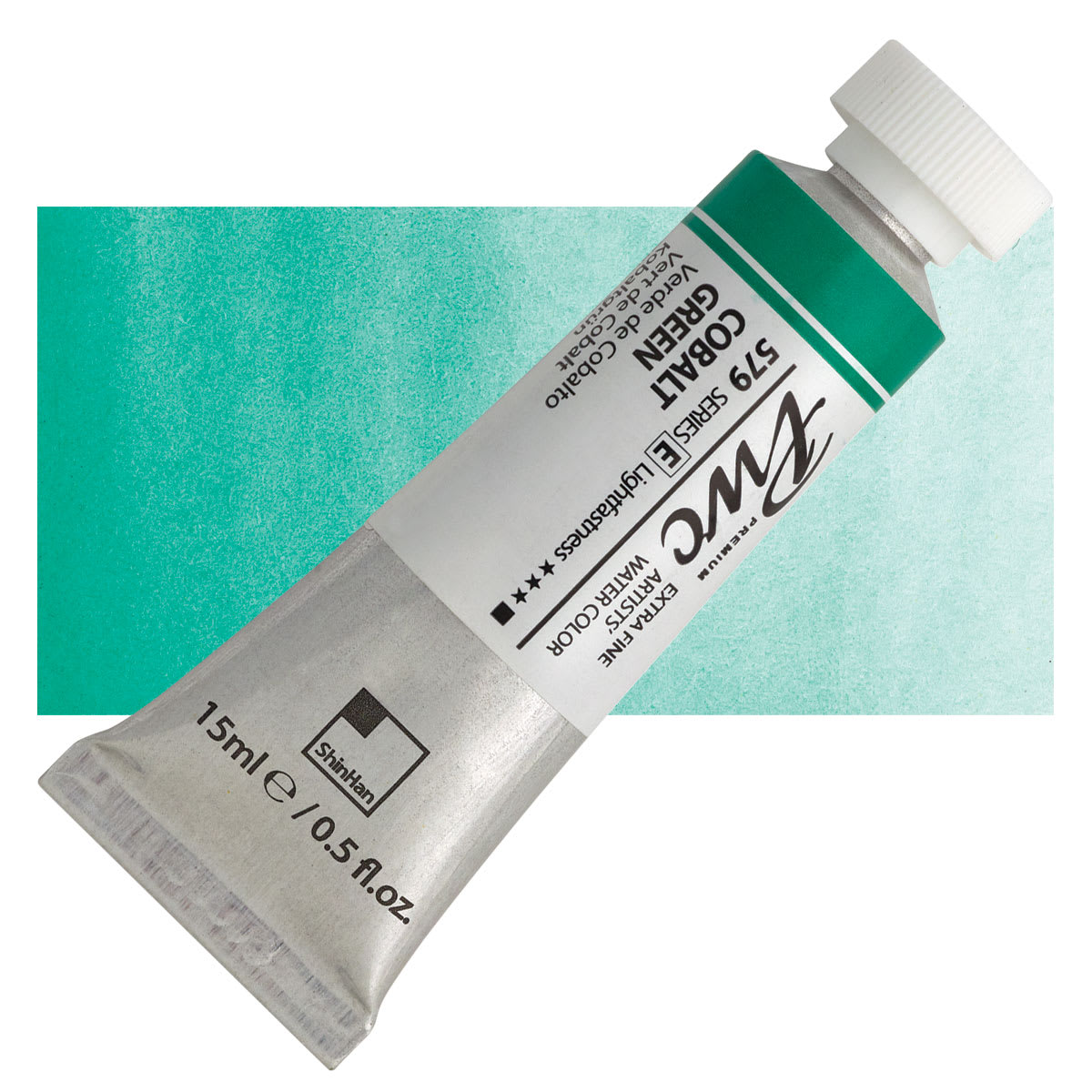 PWC Extra Fine Professional Watercolor - Cobalt Green, 15 ml, Tube and swatch
