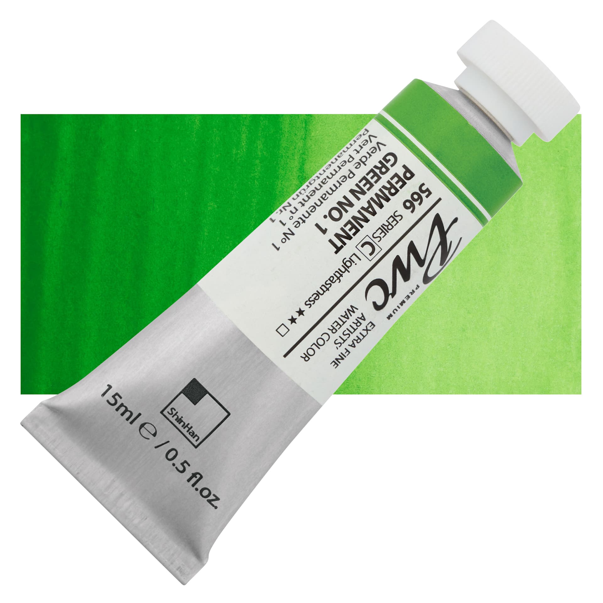 PWC Extra Fine Professional Watercolor - Permanent Green 1, 15 ml, Tube