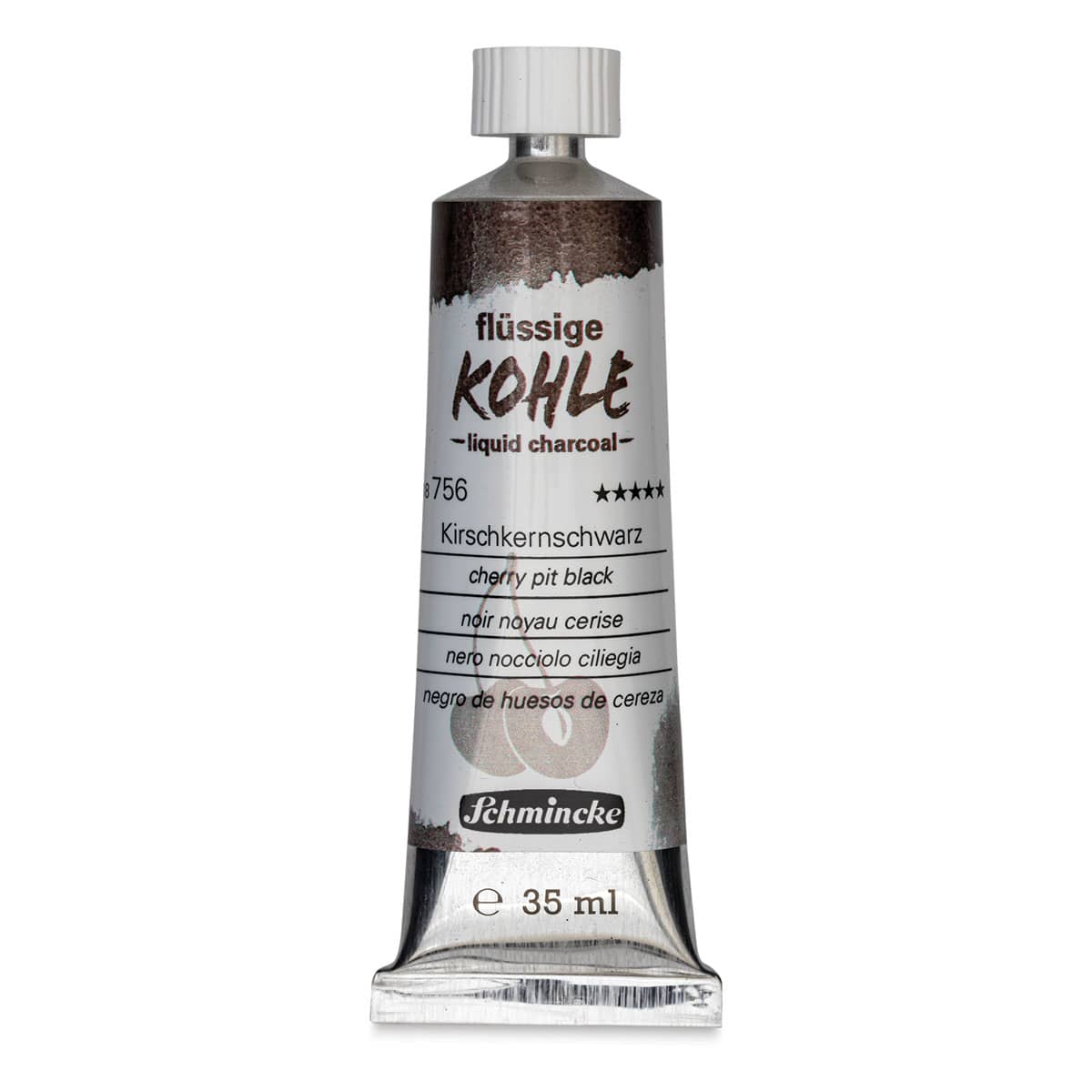 Schmincke Liquid Charcoal - Cherry Pit Black, 35 ml, Tube (Front)