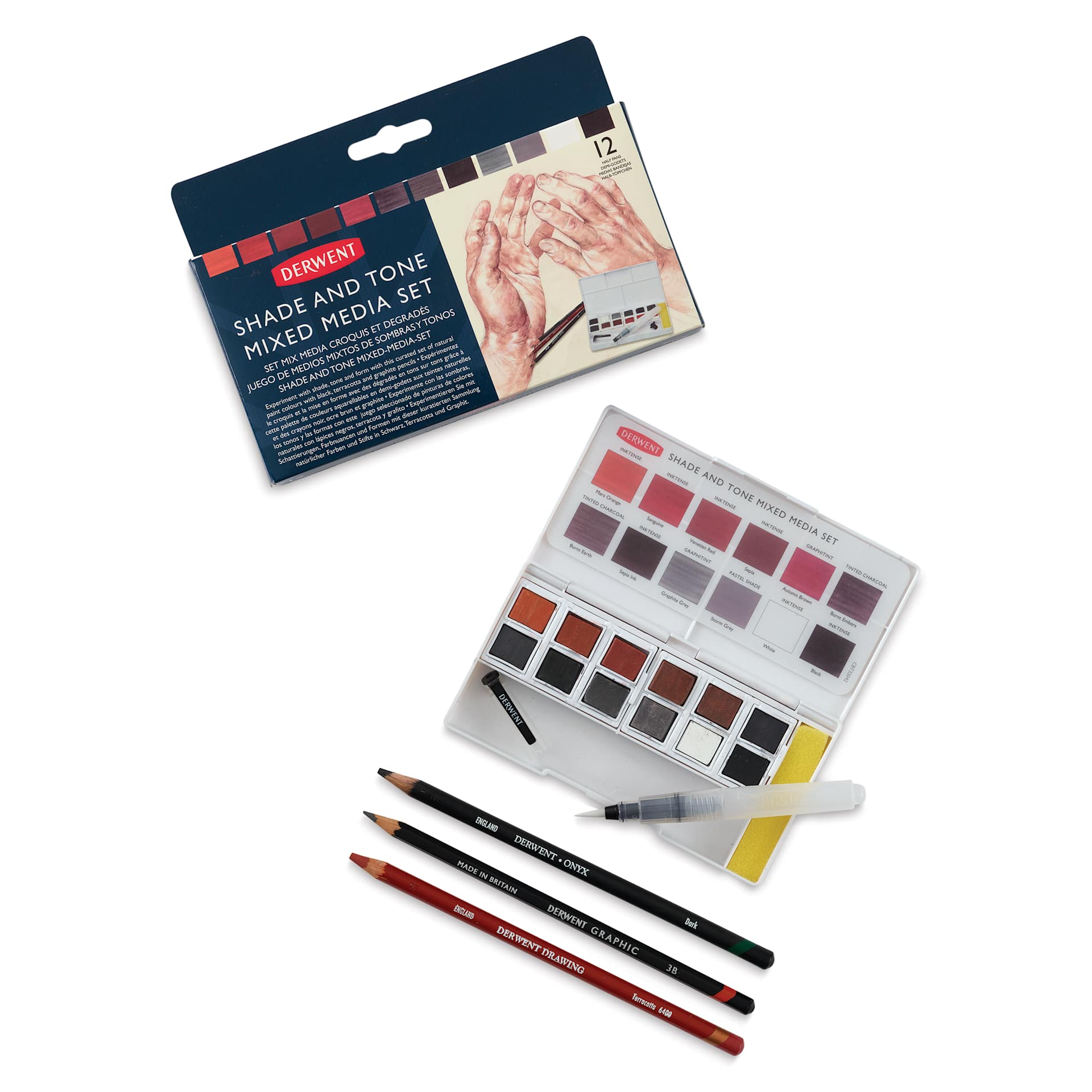 Derwent Shade & Tone Mixed Media Set, 12-Color Set