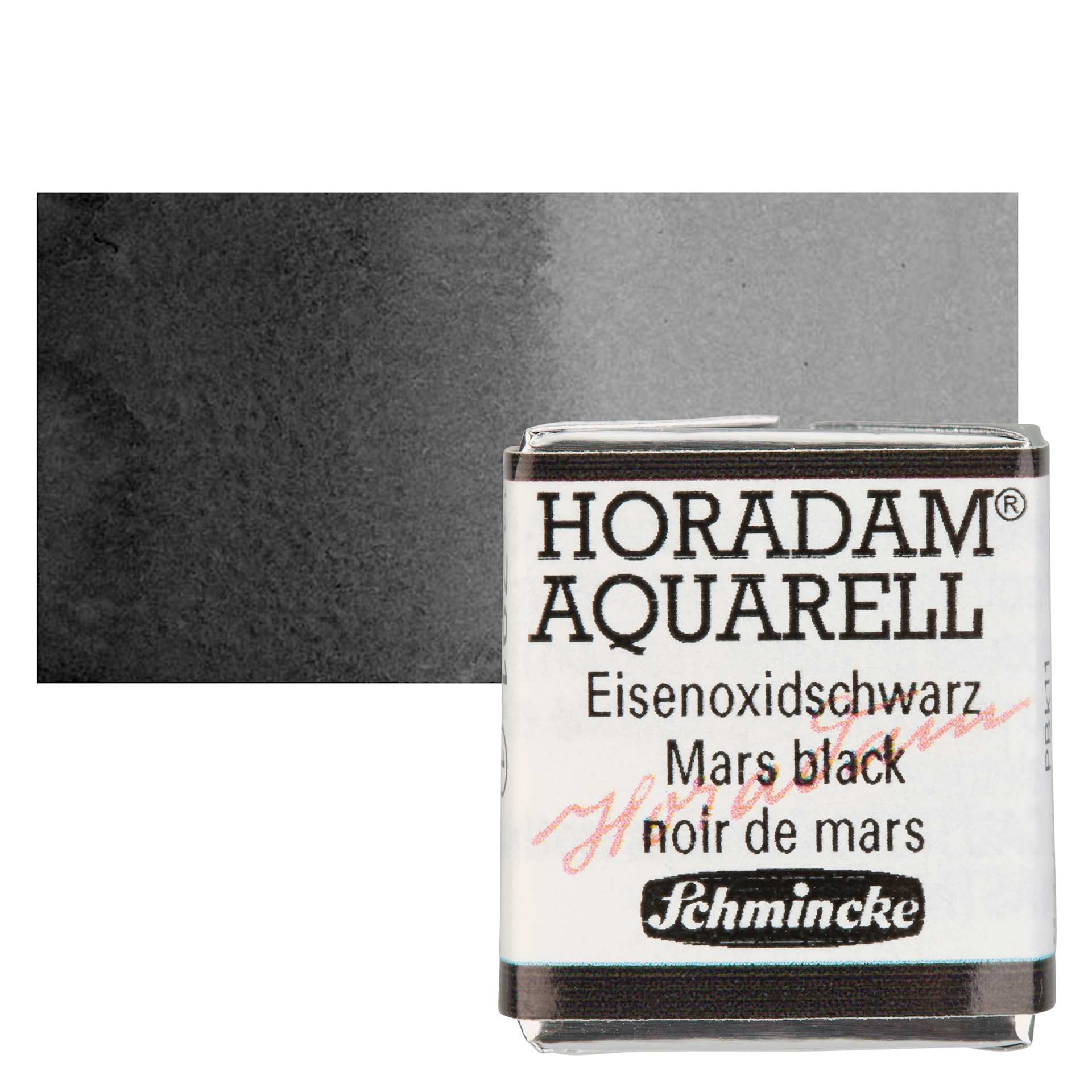 Schmincke Horadam Aquarell Watercolor - Mars Black, Half Pan and swatch