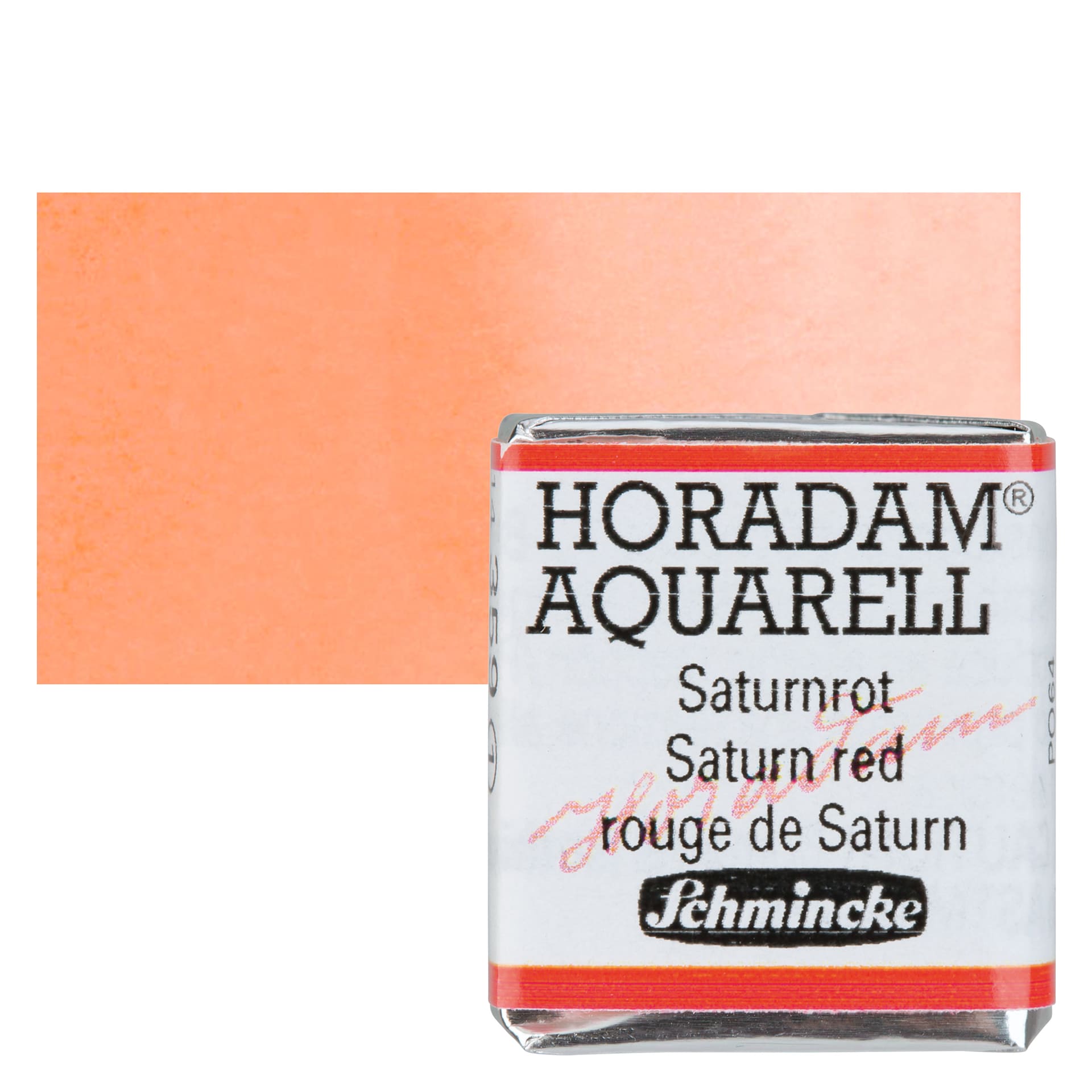 Schmincke Horadam Aquarell Watercolor - Saturn Red, Half Pan and swatch