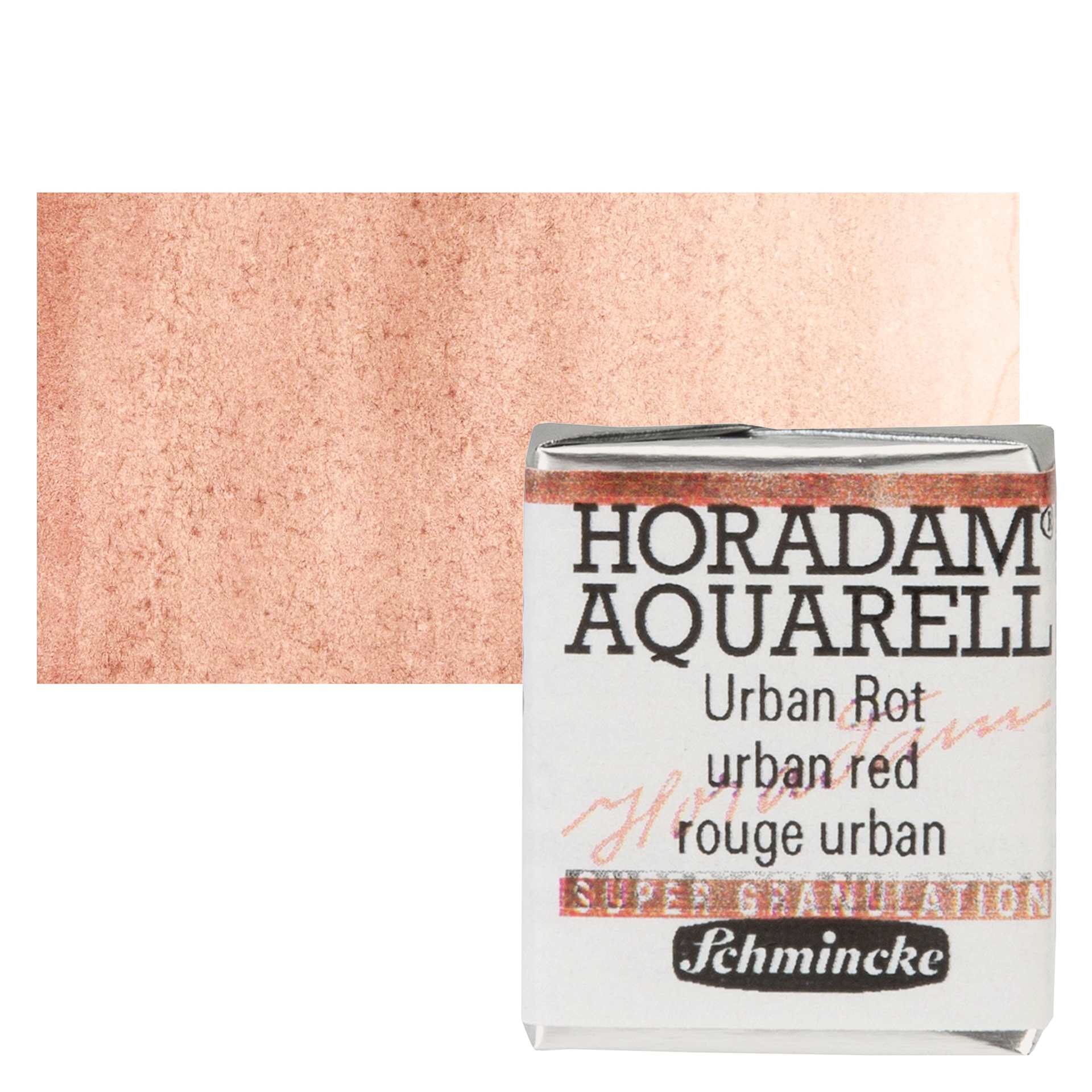 Schmincke Horadam Aquarell Watercolor - Urban Red, Supergranulation, Half Pan and swatch