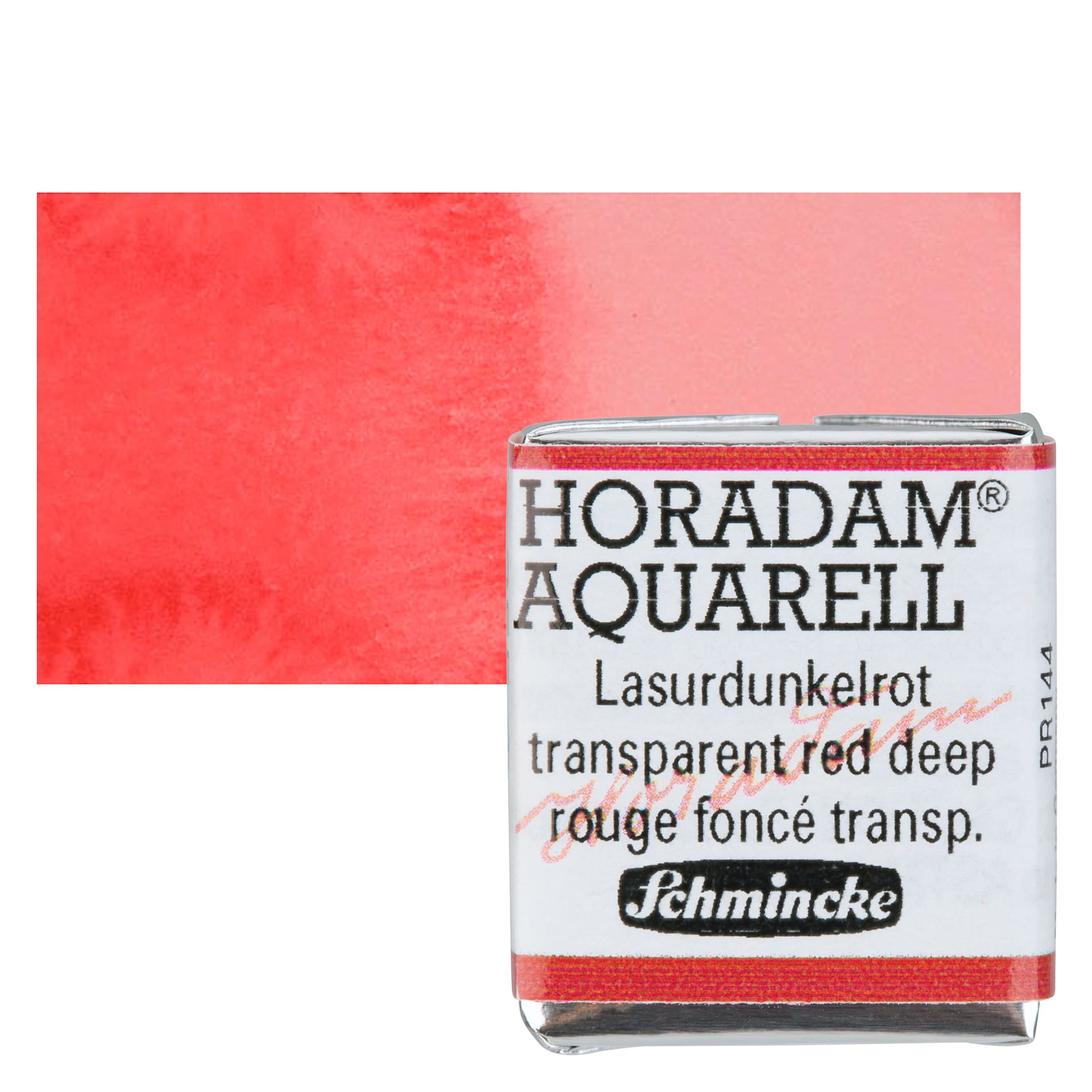 Schmincke Horadam Aquarell Watercolor - Transparent Red Deep, Half Pan and swatch