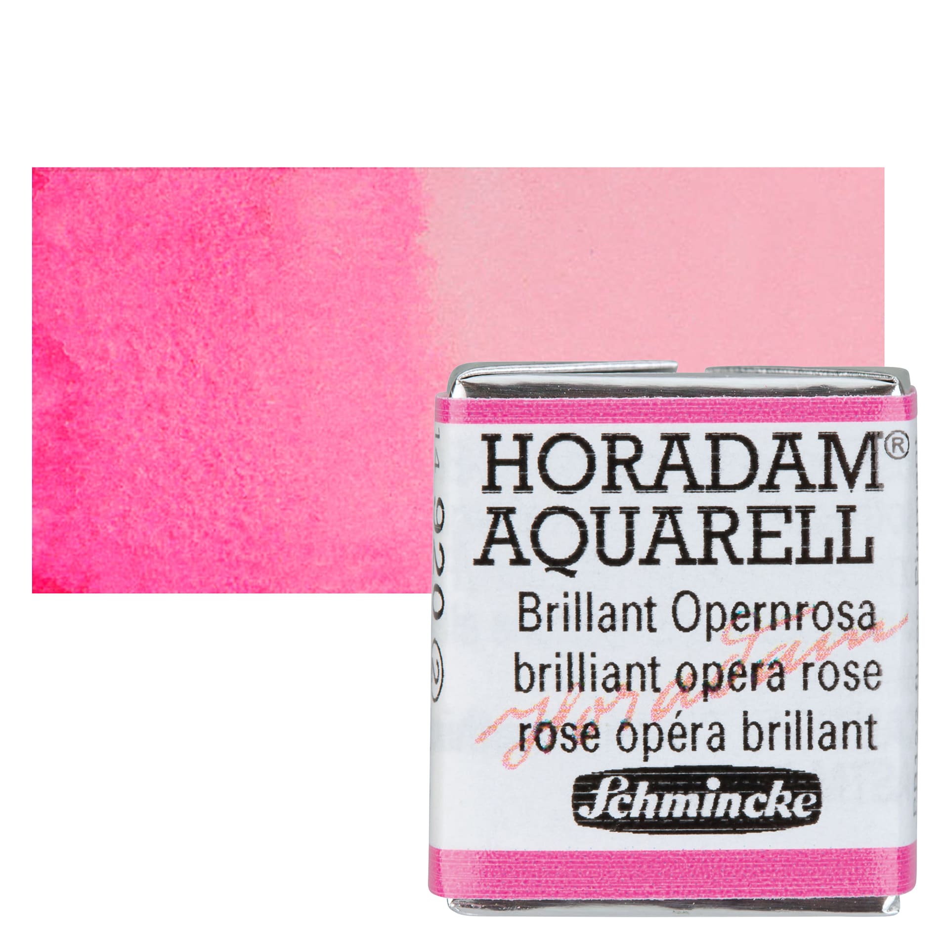 Schmincke Horadam Aquarell Watercolor - Brilliant Opera Rose, Half Pan and swatch