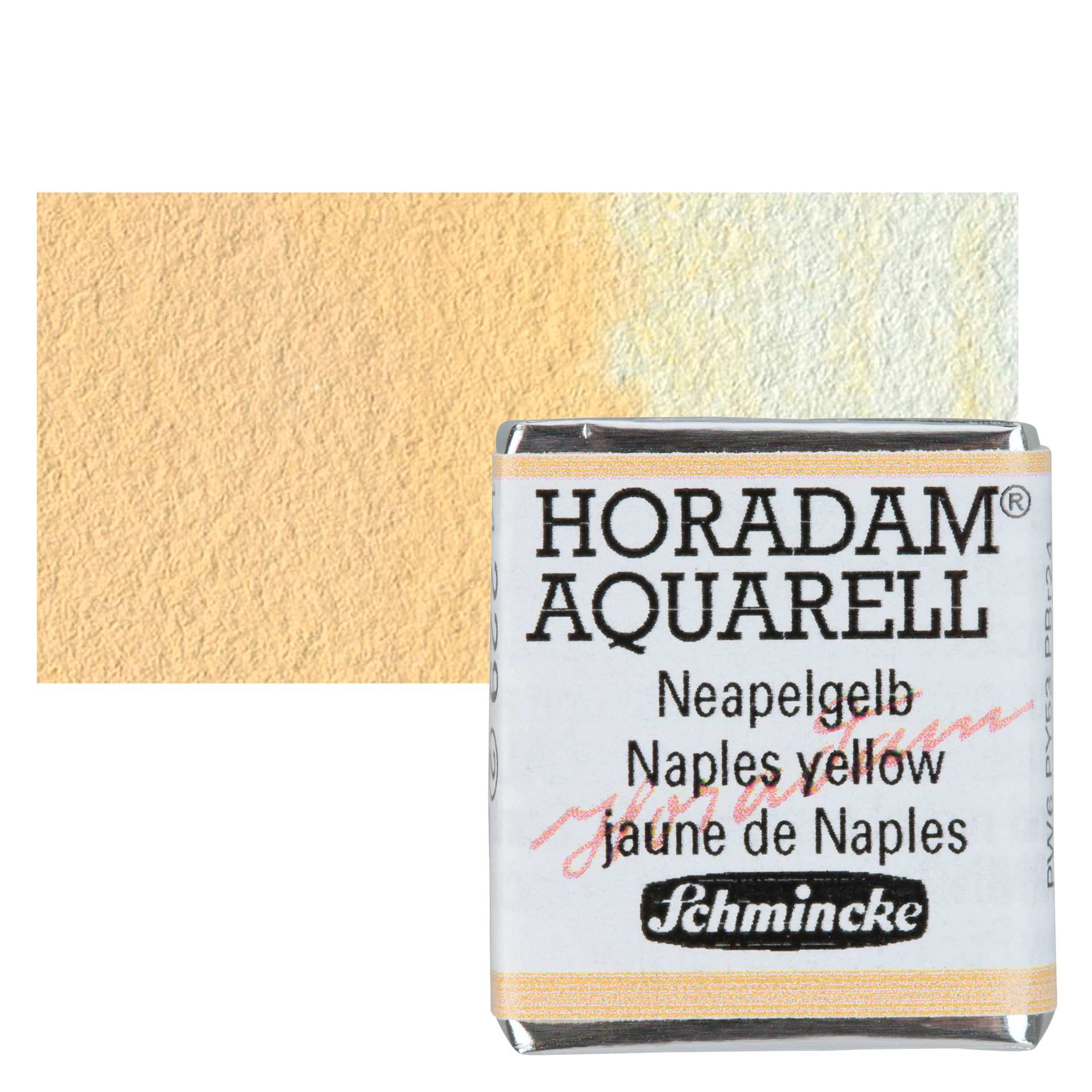 Schmincke Horadam Aquarell Watercolor - Naples Yellow, Half Pan and swatch