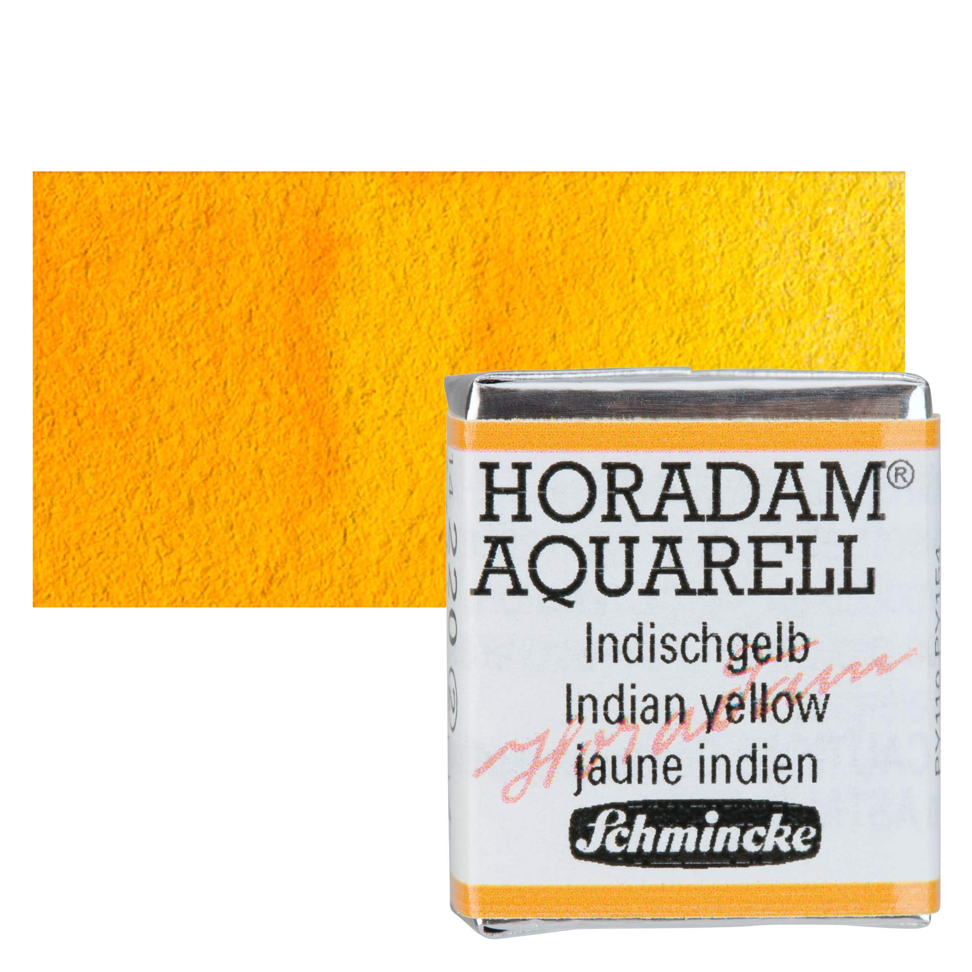 Schmincke Horadam Aquarell Watercolor - Indian Yellow, Half Pan and swatch