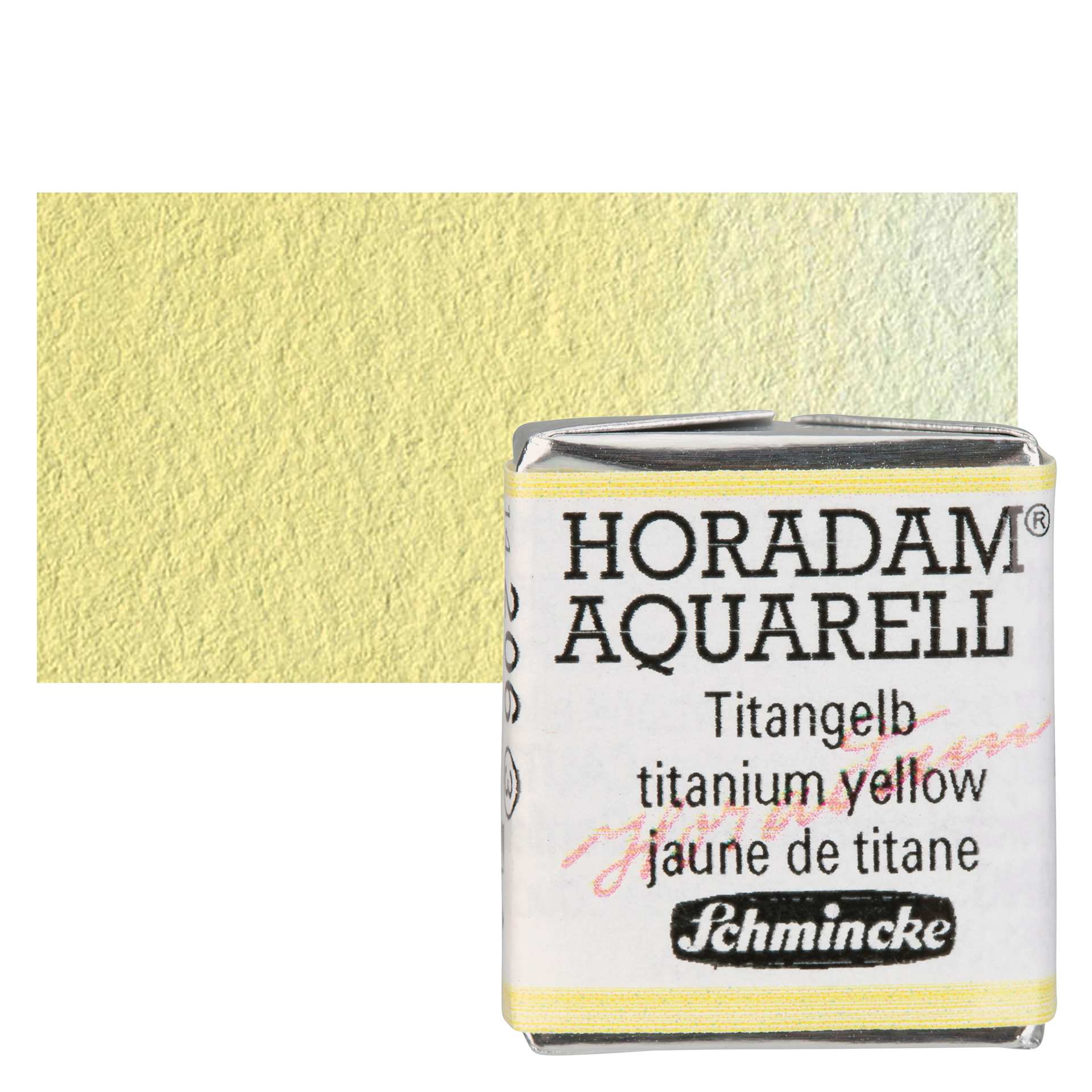 Schmincke Horadam Aquarell Watercolor - Titanium Yellow, Half Pan and swatch