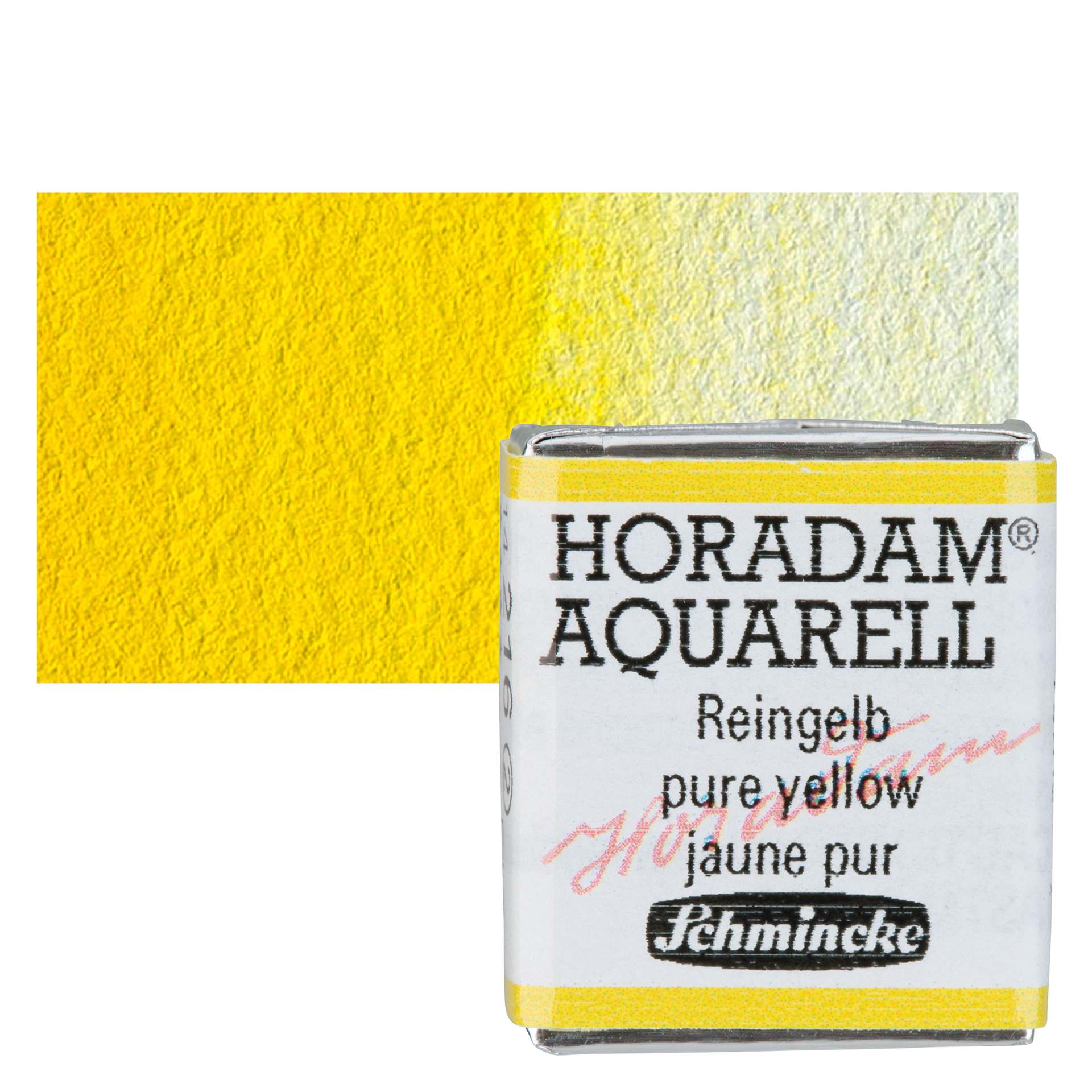Schmincke Horadam Aquarell Watercolor - Pure Yellow, Half Pan and swatch