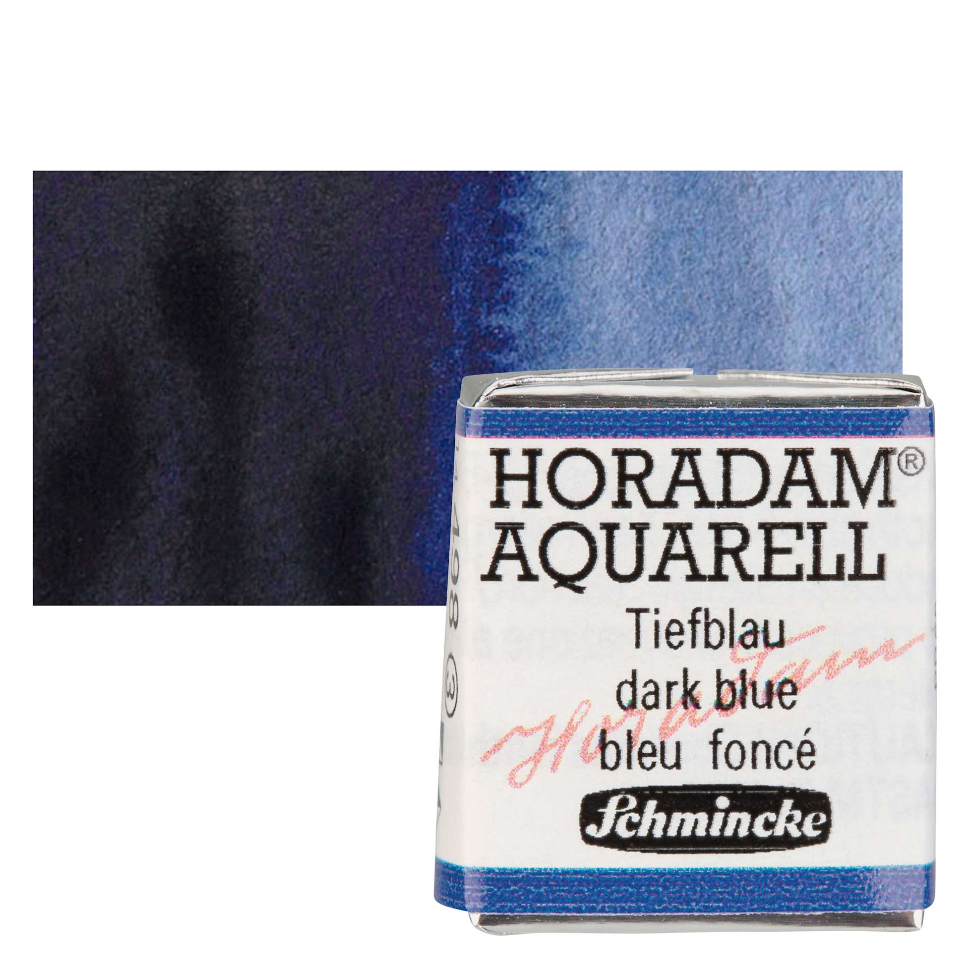 Schmincke Horadam Aquarell Watercolor - Dark Blue, Half Pan and swatch