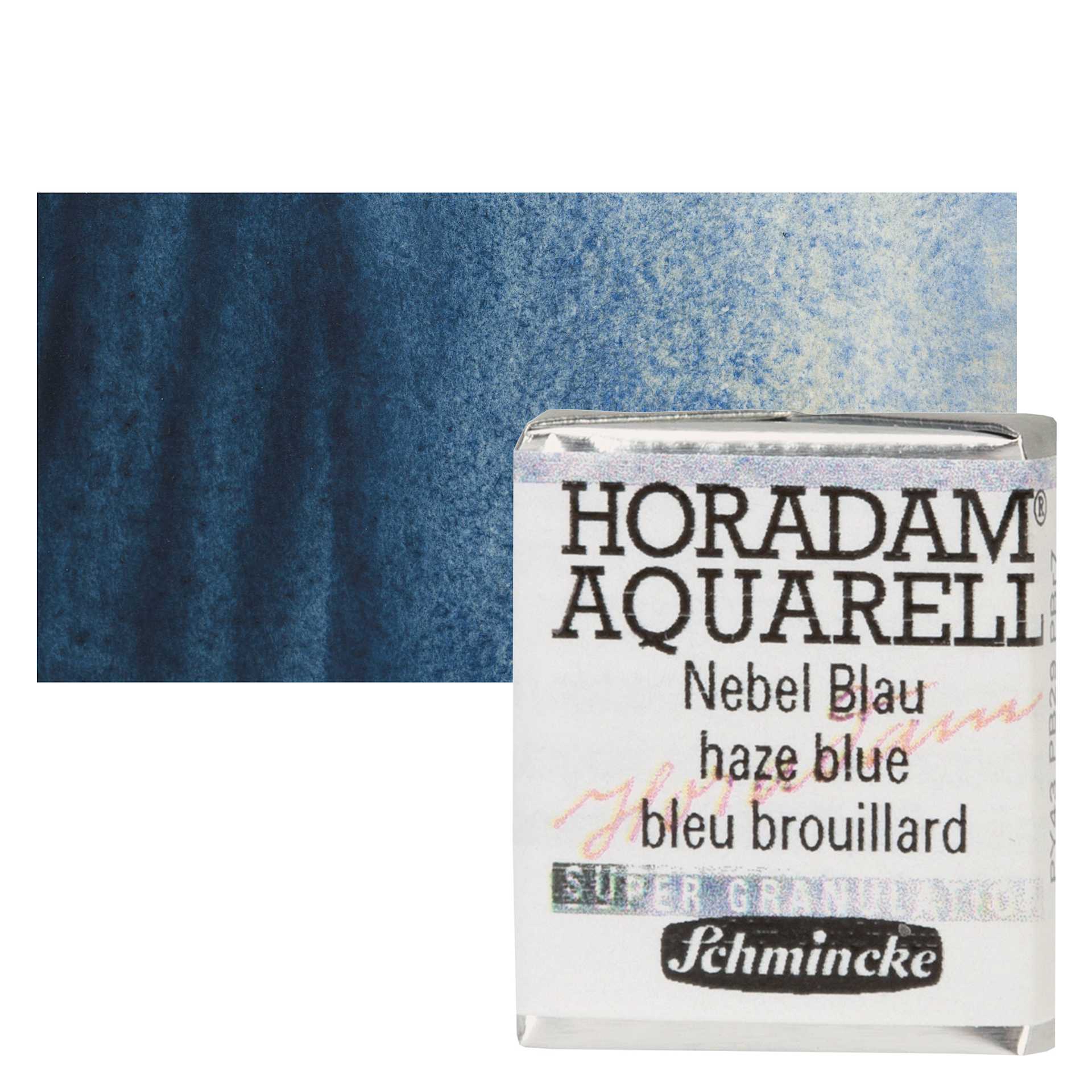 Schmincke Horadam Aquarell Watercolor - Haze Blue, Half Pan and swatch