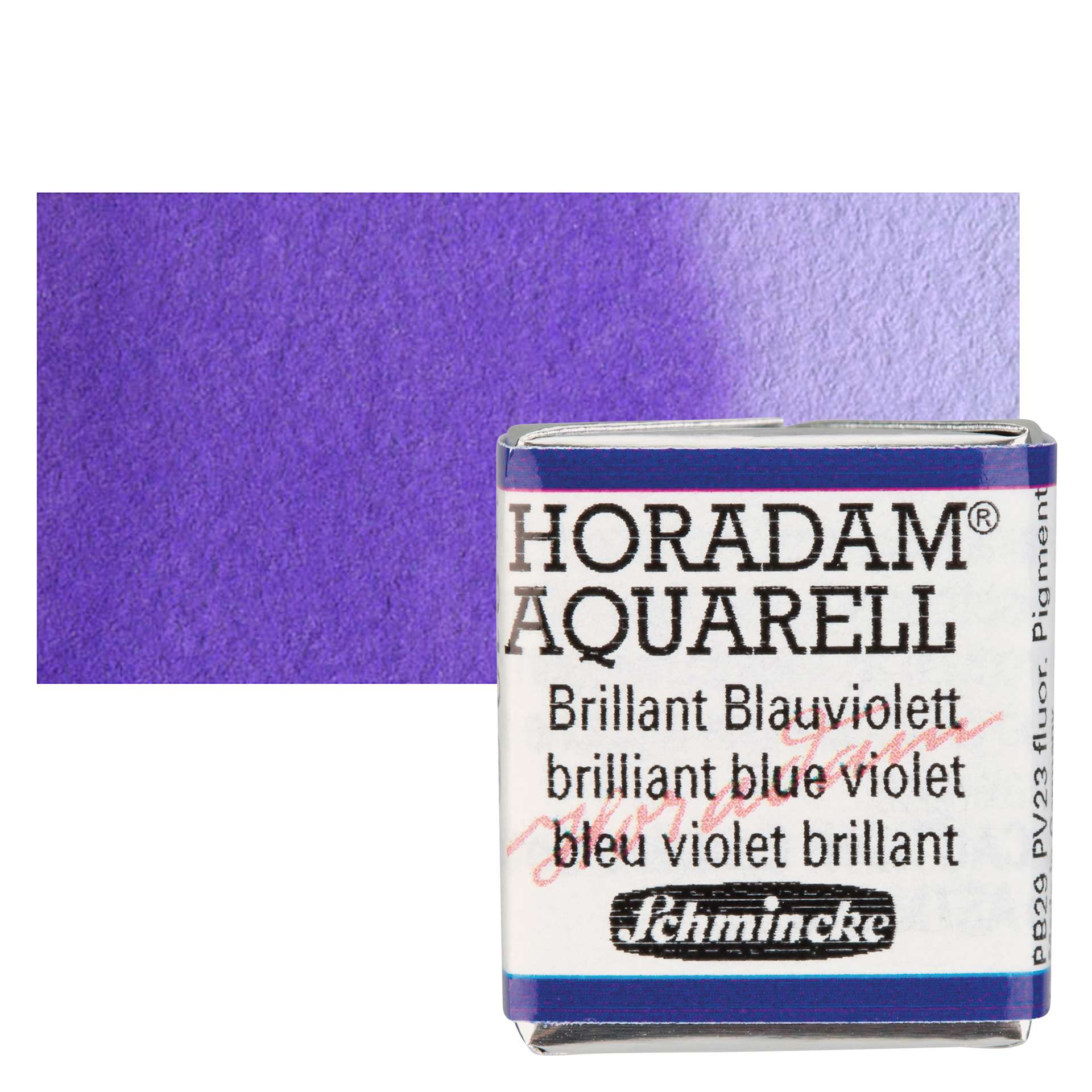 Schmincke Horadam Aquarell Watercolor - Brilliant Blue Violet, Half Pan and swatch