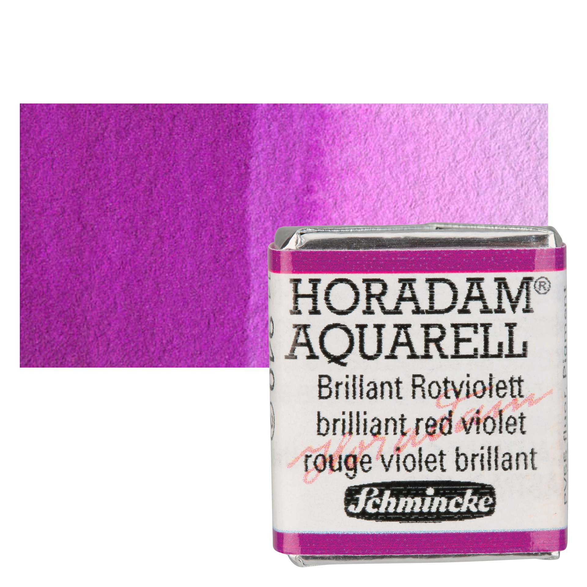 Schmincke Horadam Aquarell Watercolor - Brilliant Red Violet, Half Pan and swatch
