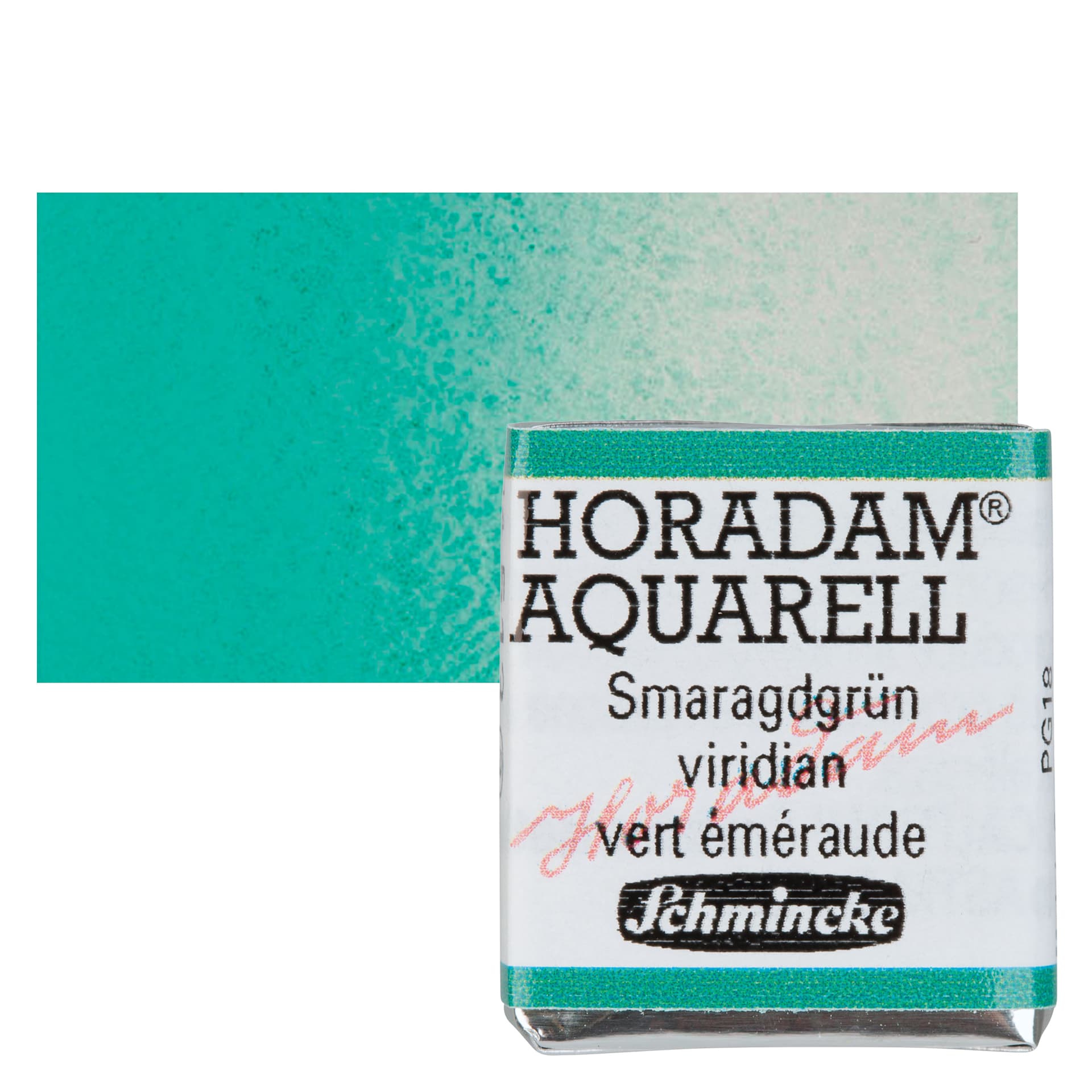 Schmincke Horadam Aquarell Watercolor - Viridian, Half Pan and swatch