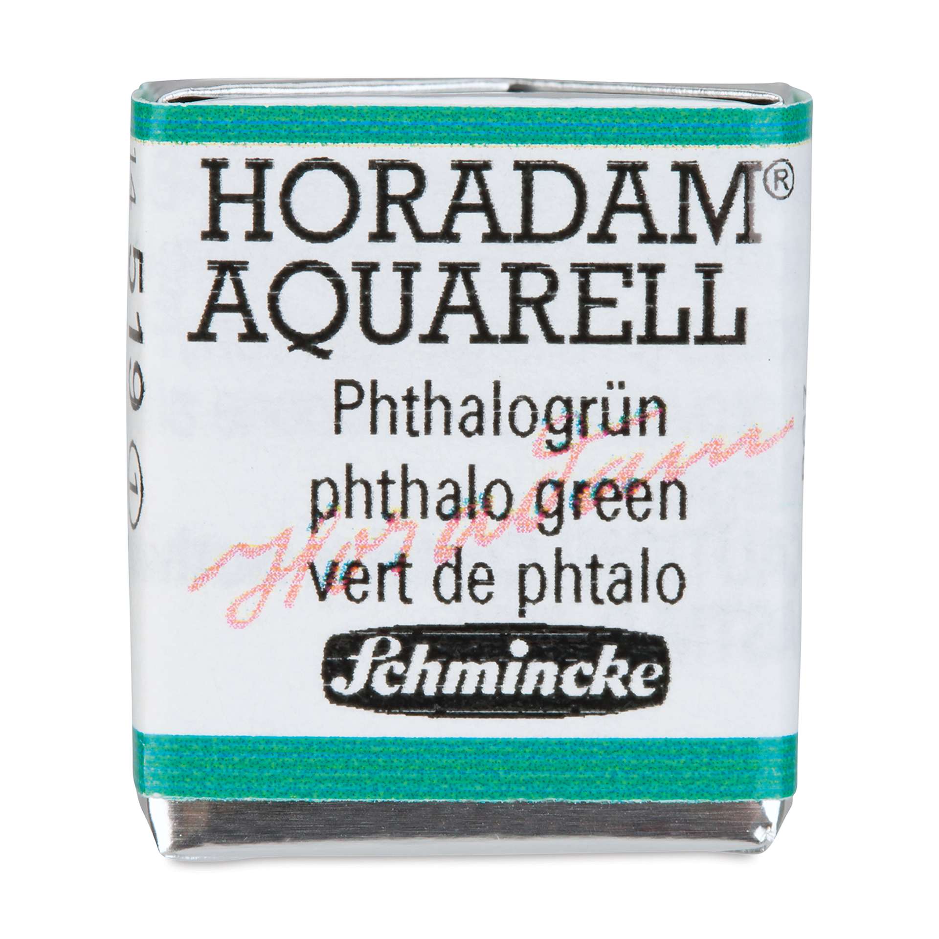 Schmincke Horadam Aquarell Artist Watercolor - Phthalo Green, Half Pan