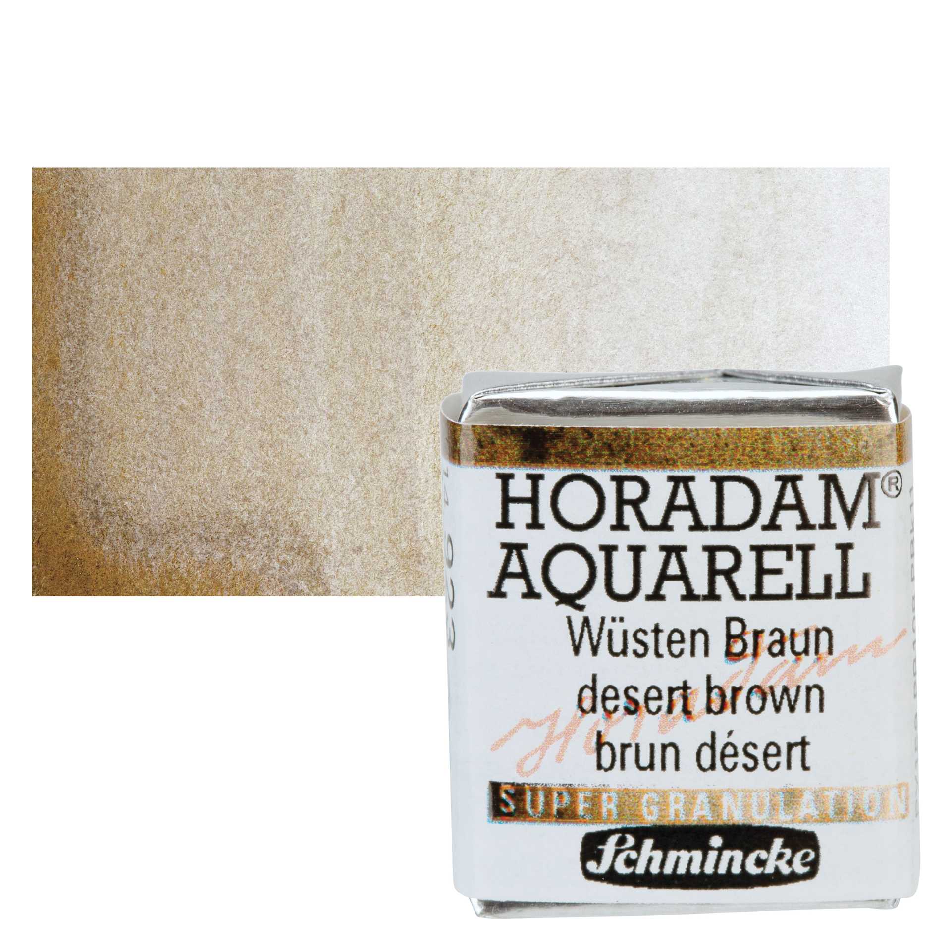 Schmincke Horadam Aquarell Watercolor - Desert Brown, Supergranulation, Half Pan and swatch