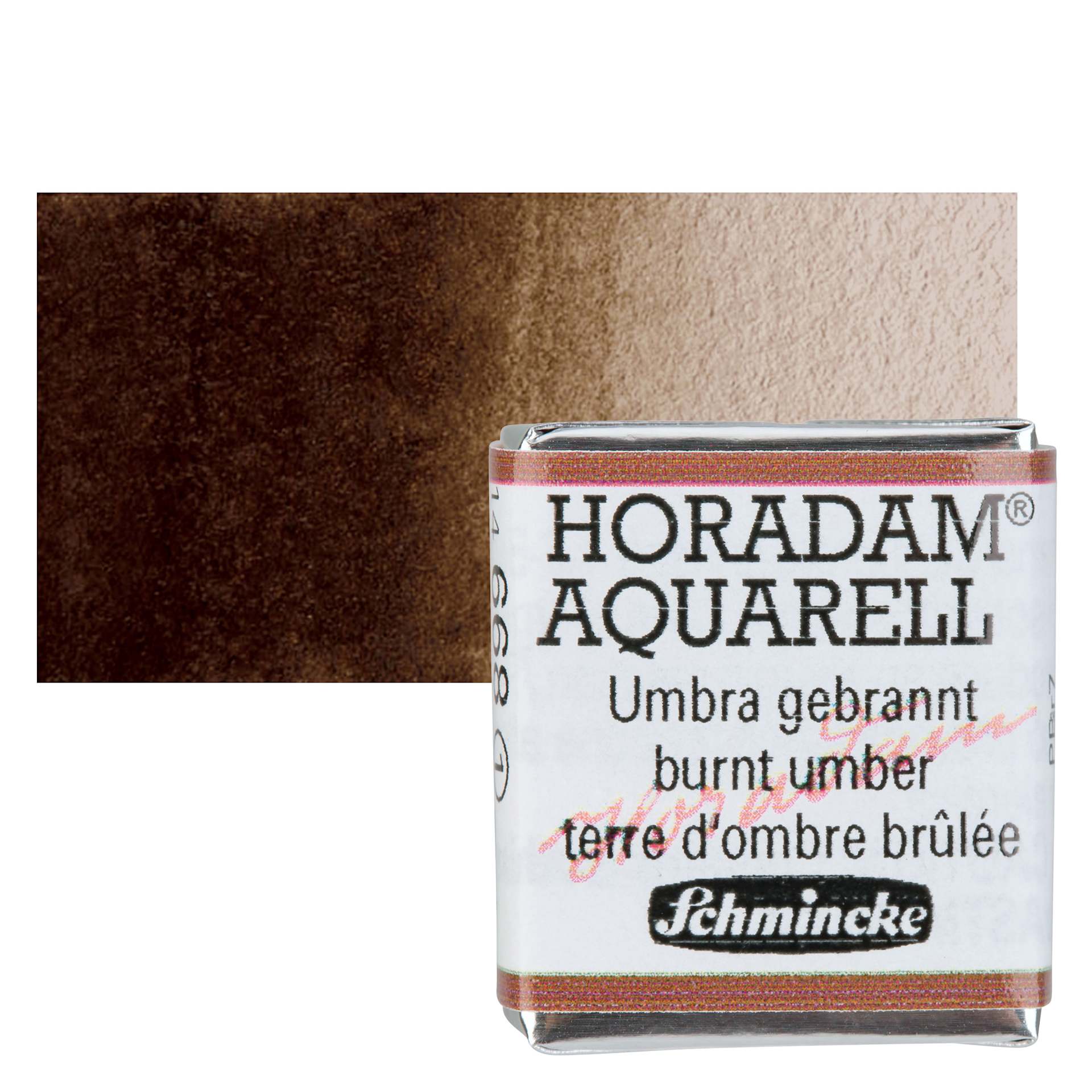 Schmincke Horadam Aquarell Artist Watercolor - Burnt Umber, Half Pan and swatch