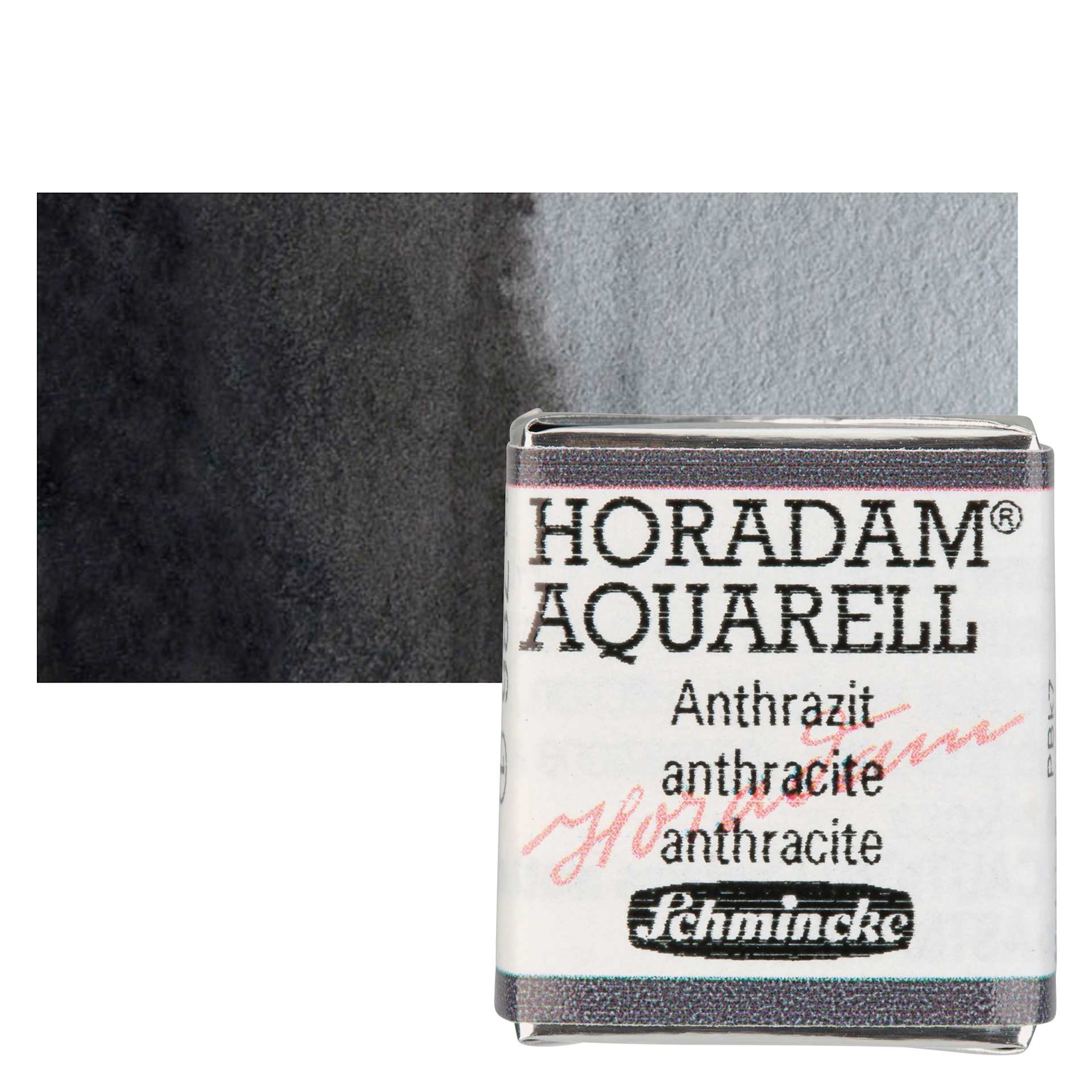 Schmincke Horadam Aquarell Watercolor - Anthracite, Half Pan and swatch
