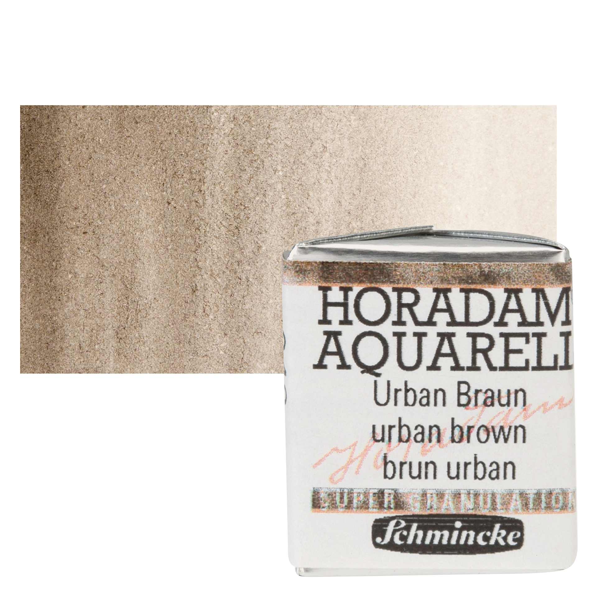 Schmincke Horadam Aquarell Watercolor - Urban Brown, Supergranulation, Half Pan and swatch