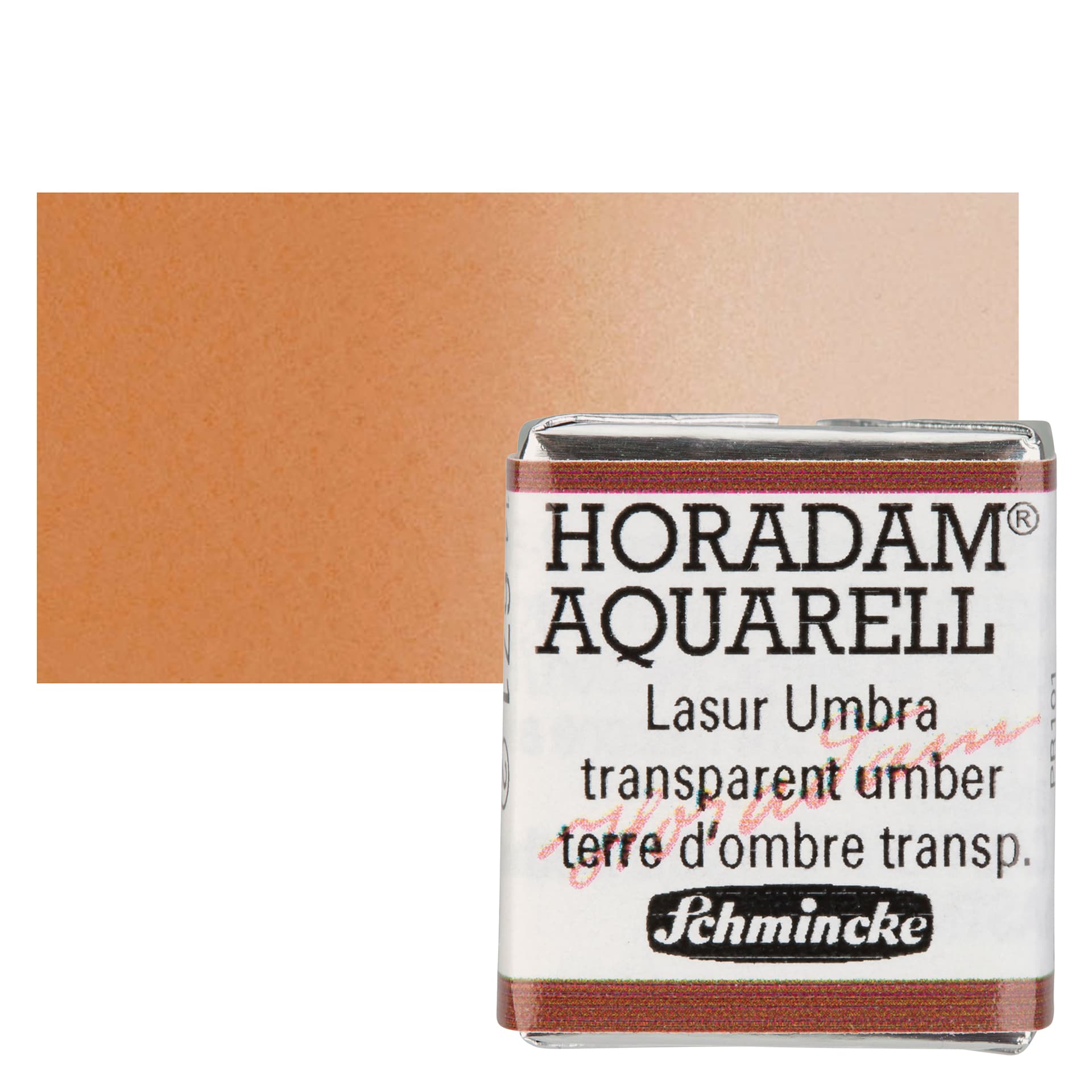 Schmincke Horadam Aquarell Watercolor - Transparent Umber, Half Pan and swatch