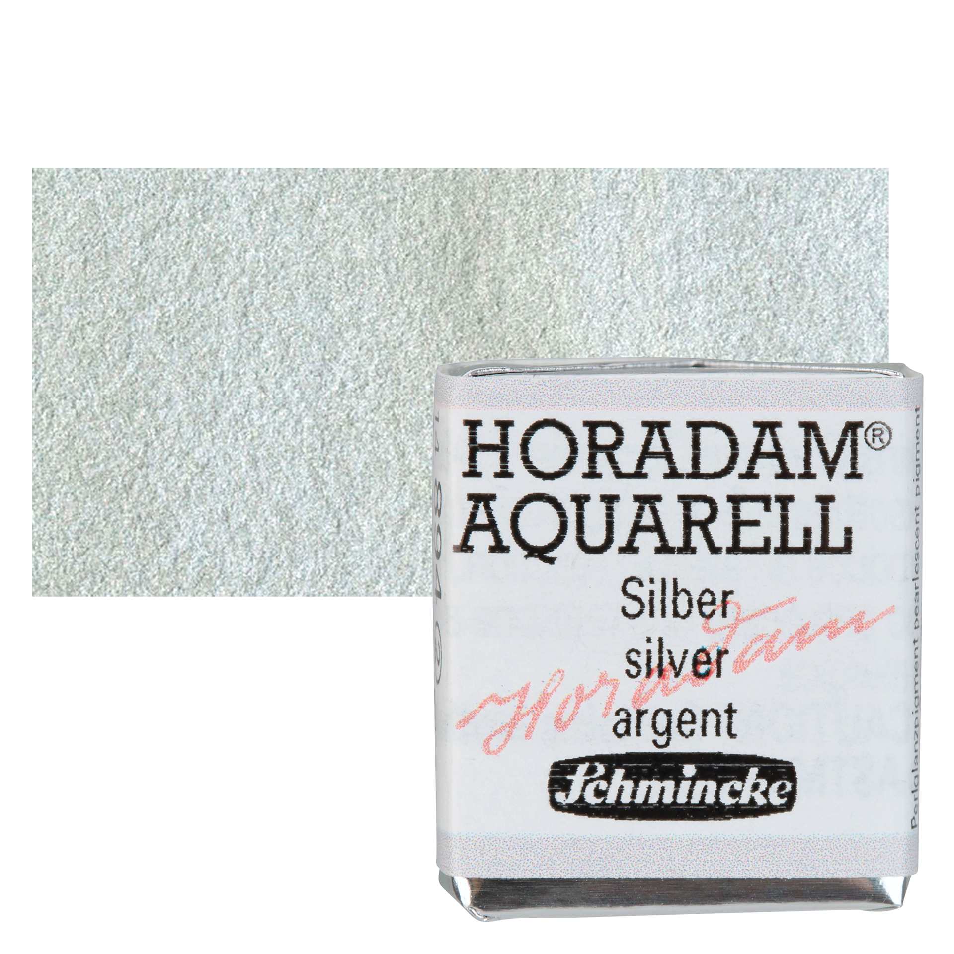 Schmincke Horadam Aquarell Watercolor - Silver, Half Pan and swatch