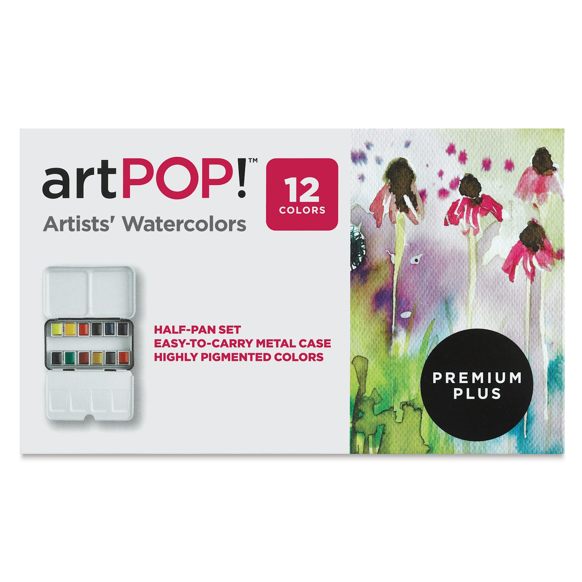 artPOP! Watercolor Half Pan Sets - Set of 12, Half Pans (Front of packaging)