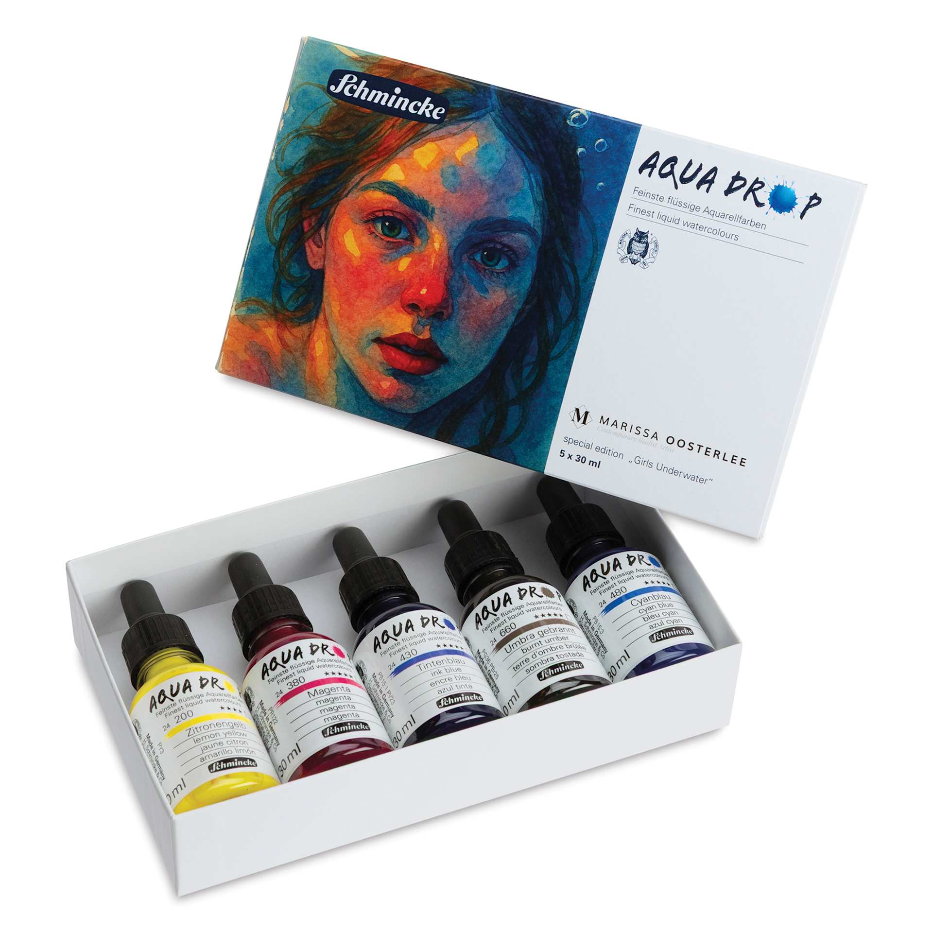Schmincke Aqua Drop Watercolors - Set of 5, Marissa Oosterlee Girls Underwater, 30 ml Bottles