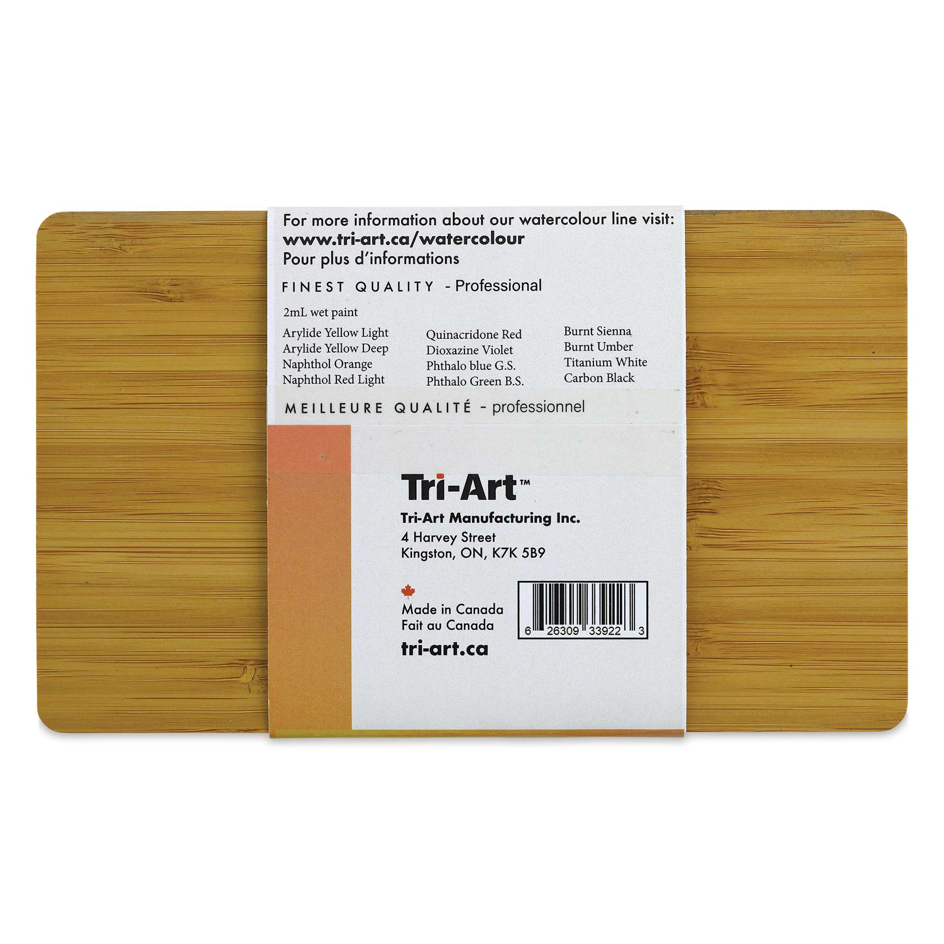 Tri-Art Bamboo Watercolor Set of 12 back of package
