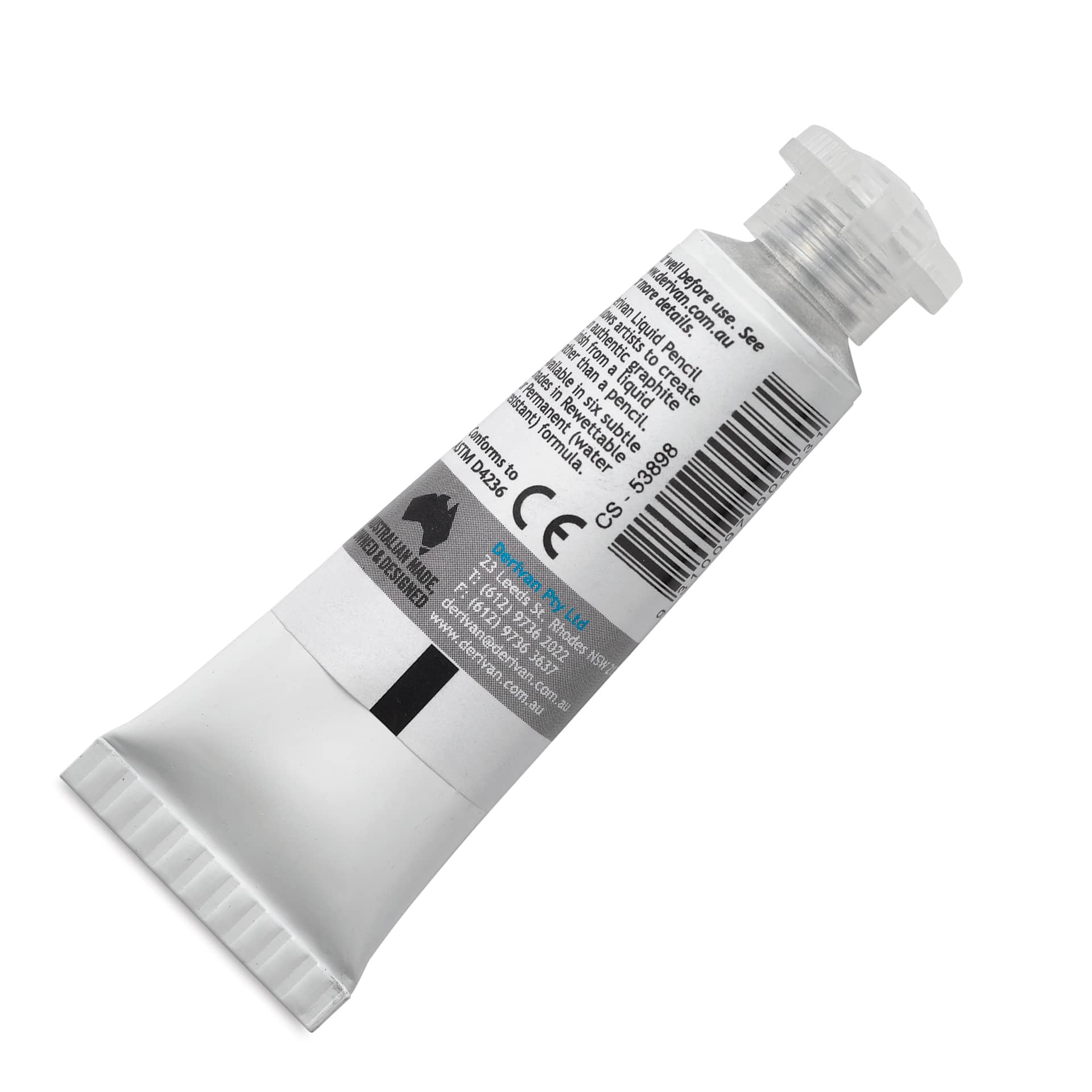 Derivan Permanent Liquid Pencil Tube - Grey #3, 12 ml, back of tube