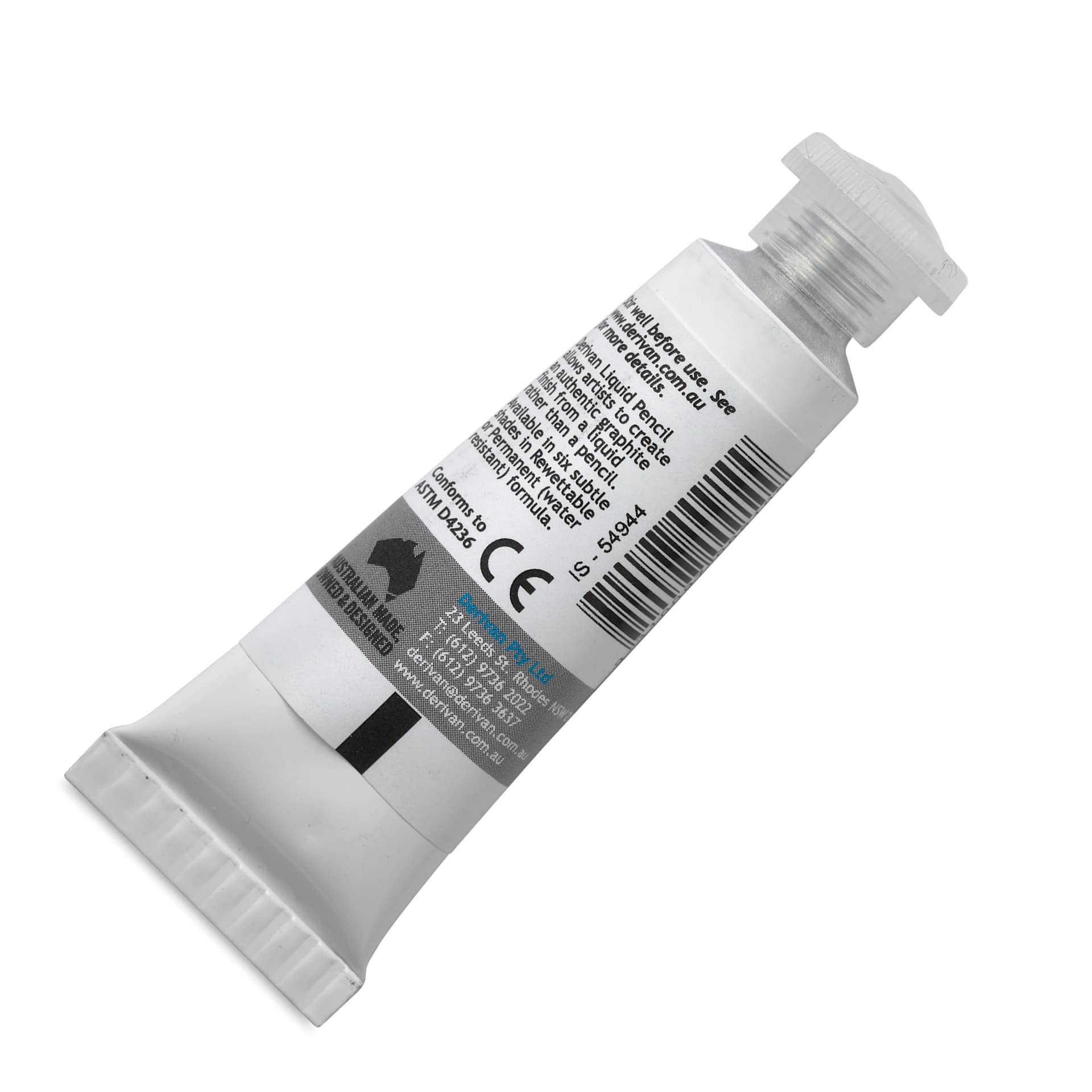 Derivan Rewettable Liquid Pencil Tube - Grey #9, 12 ml, back of tube