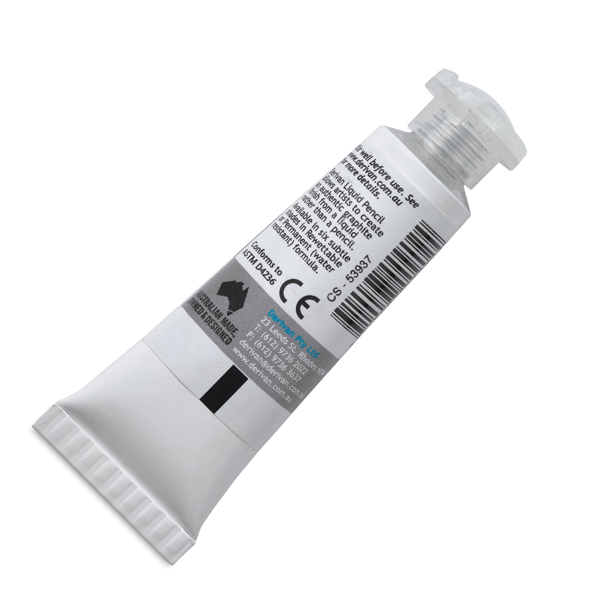 Derivan Permanent Liquid Pencil Tube - Blue, 12 ml, back of tube