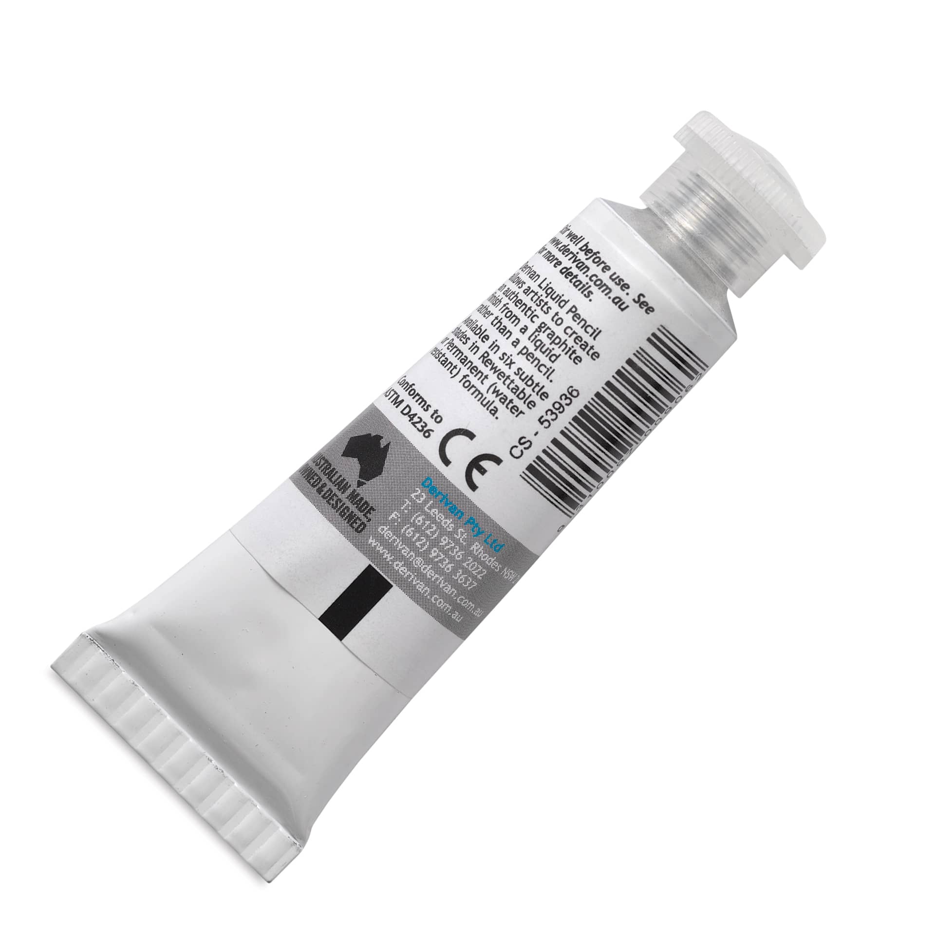 Derivan Permanent Liquid Pencil Tube - Sepia, 12 ml, back of tube