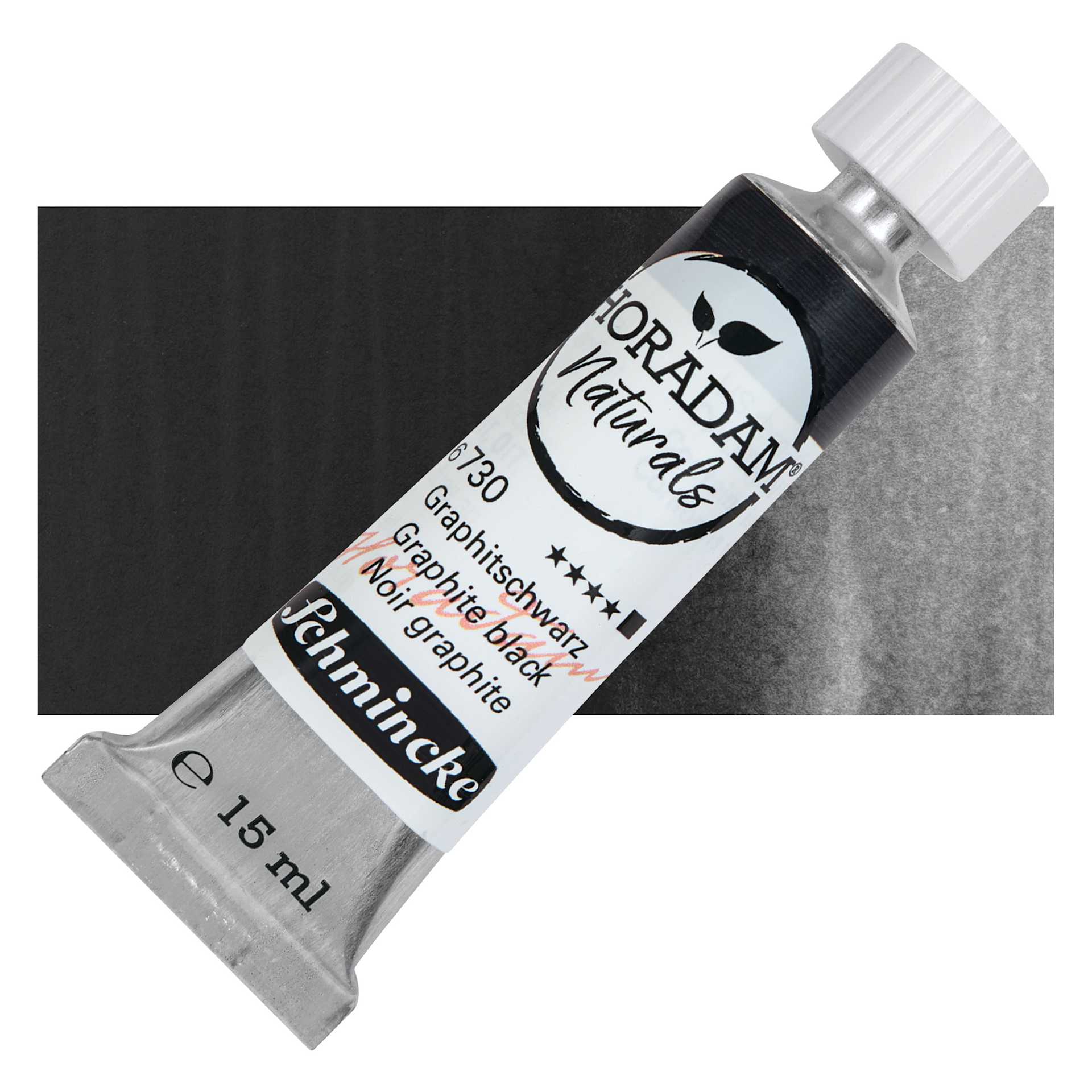 Schmincke Horadam Naturals Watercolor - Graphite Black, 15 ml Tube with swatch