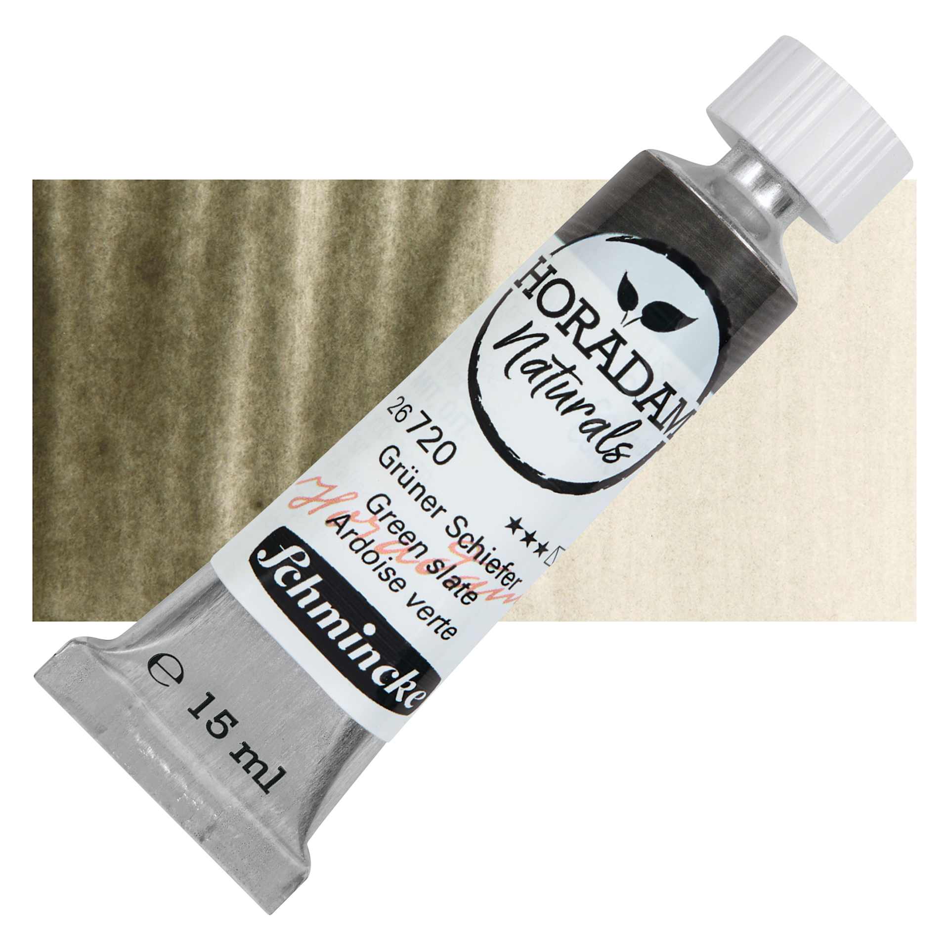 Schmincke Horadam Naturals Watercolor - Green Slate, 15 ml Tube with swatch