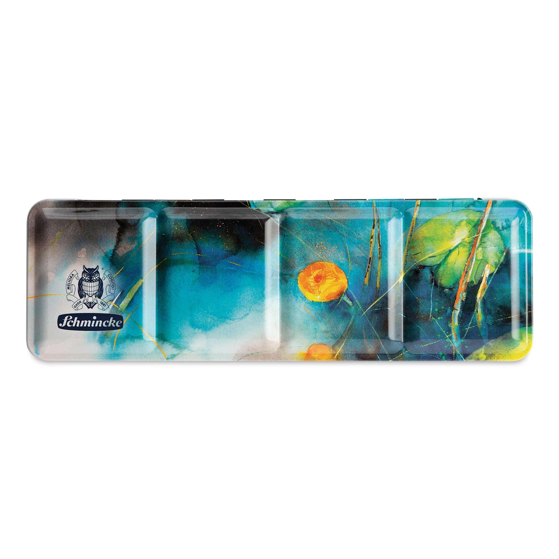 Front of case Schmincke Akademie Aquarell Watercolor Pans - Set of 12, 2024 Contest Winner, Half Pans