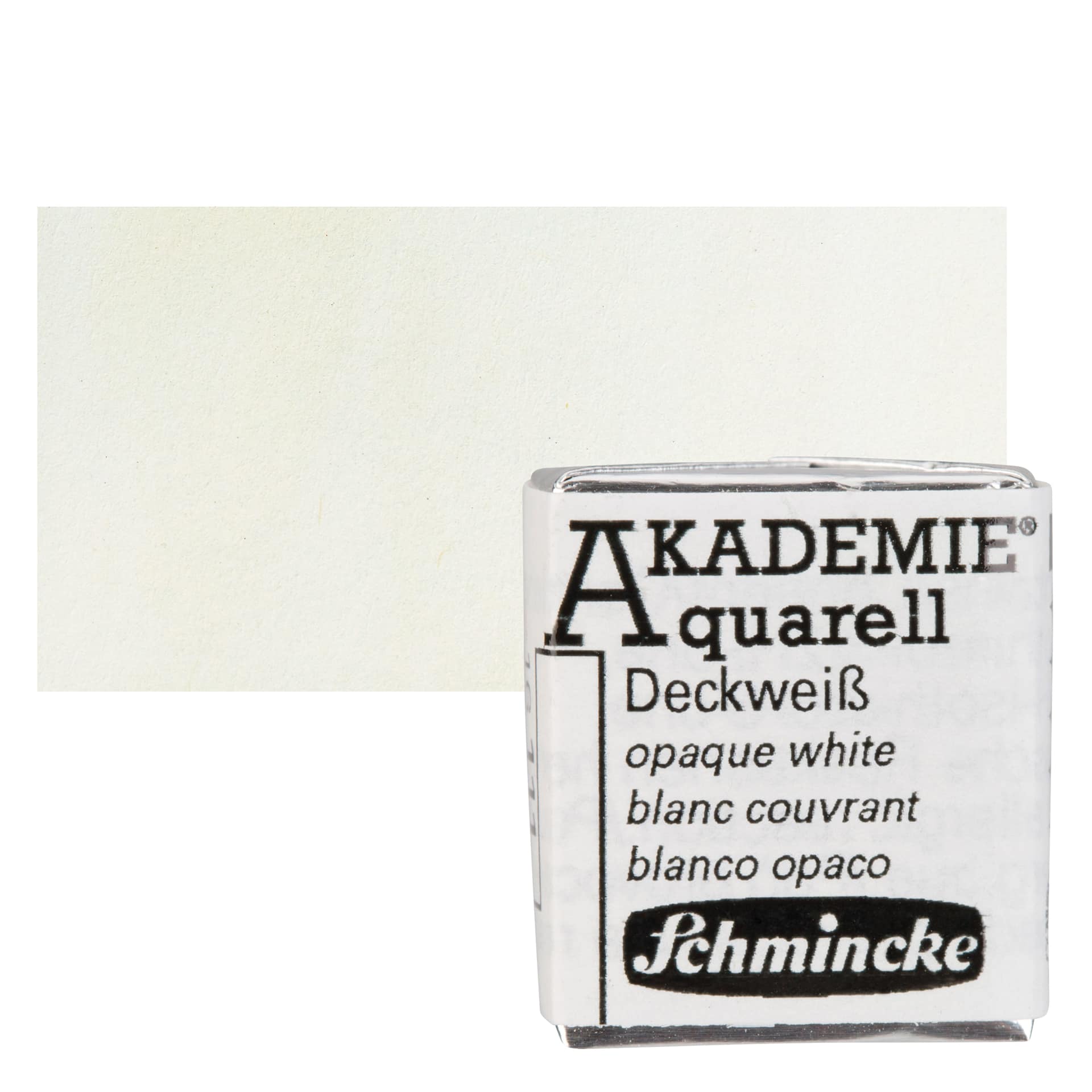Schmincke Akademie Aquarell Watercolor Pan - Opaque White, Half Pan and swatch