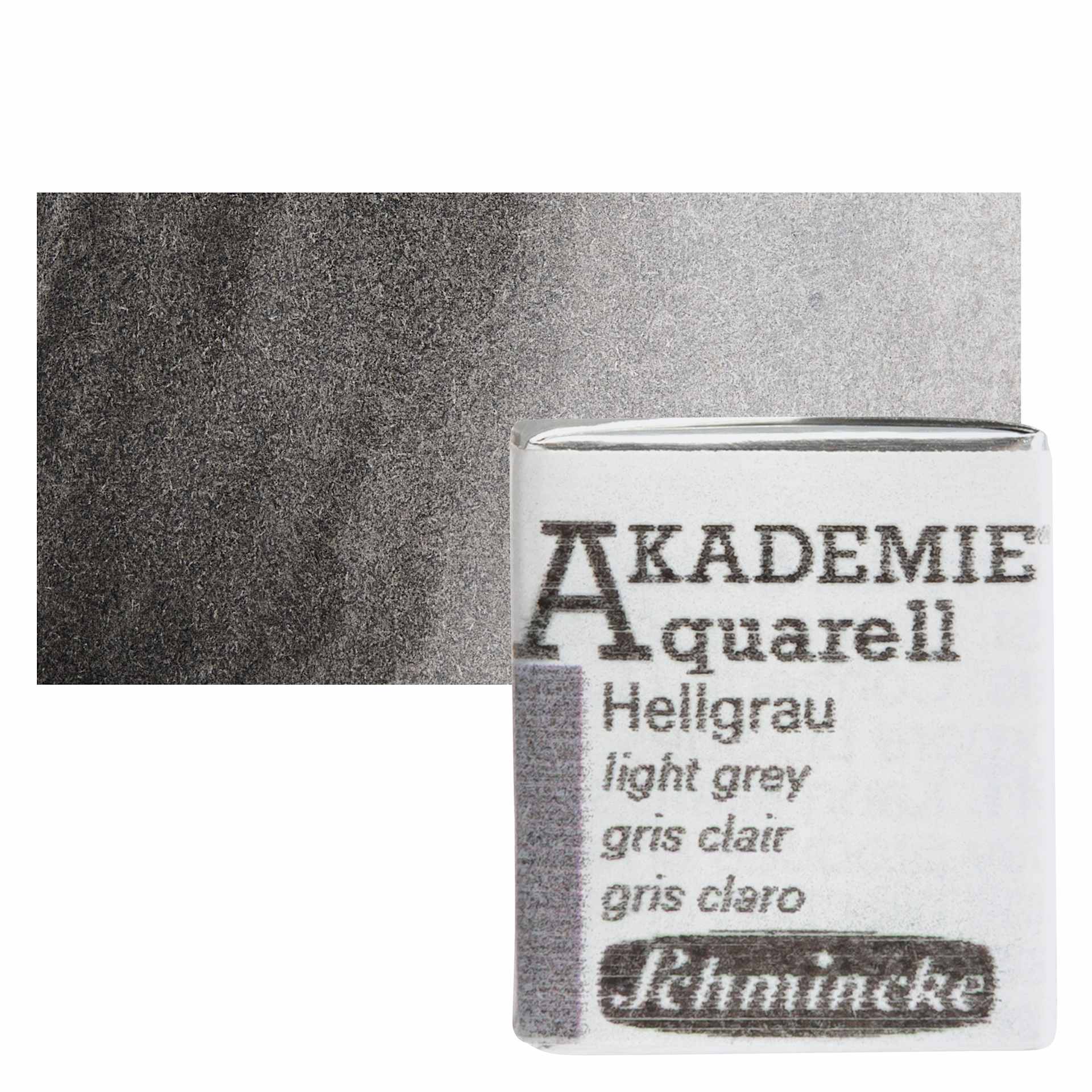 Schmincke Akademie Aquarell Watercolor Pan - Light Grey, Half Pan and swatch