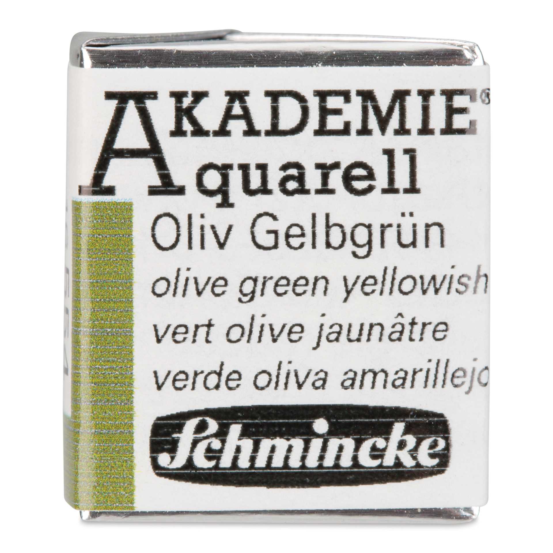 Schmincke Akademie Aquarell Watercolor Pan - Olive Green Yellowish, Half Pan