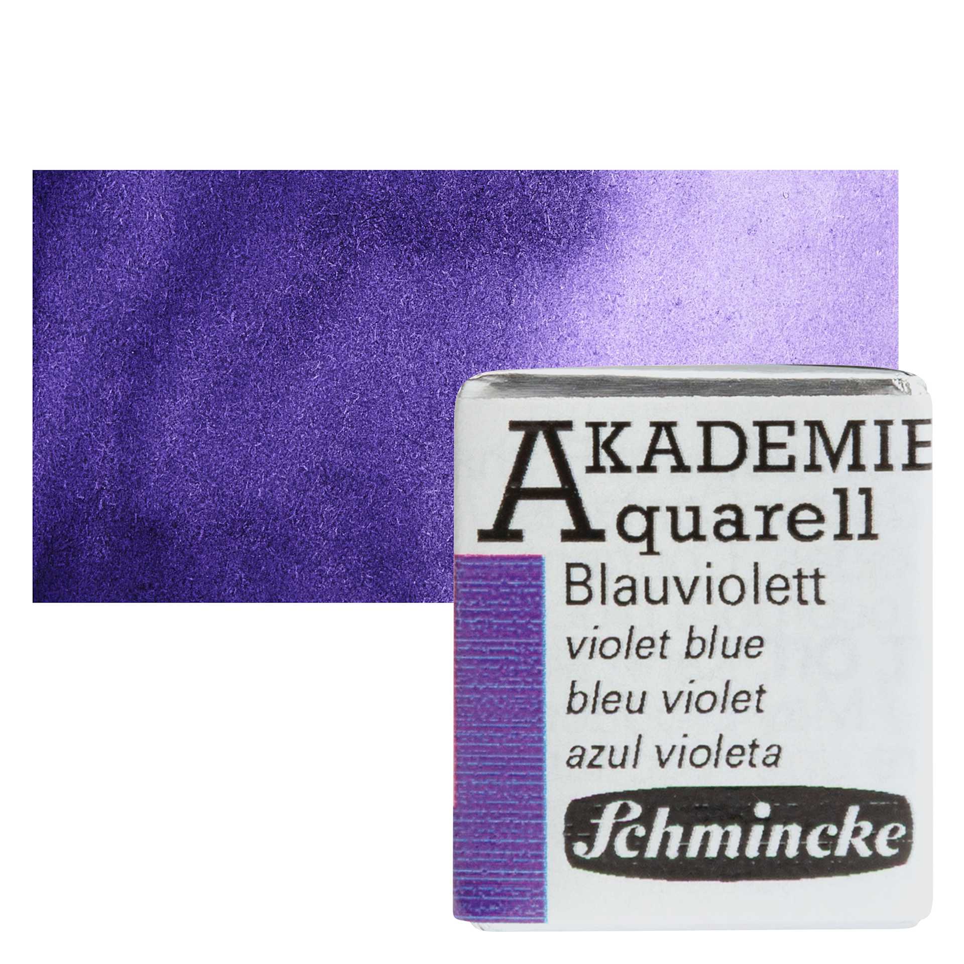 Schmincke Akademie Aquarell Watercolor Pan - Violet Blue, Half Pan and swatch